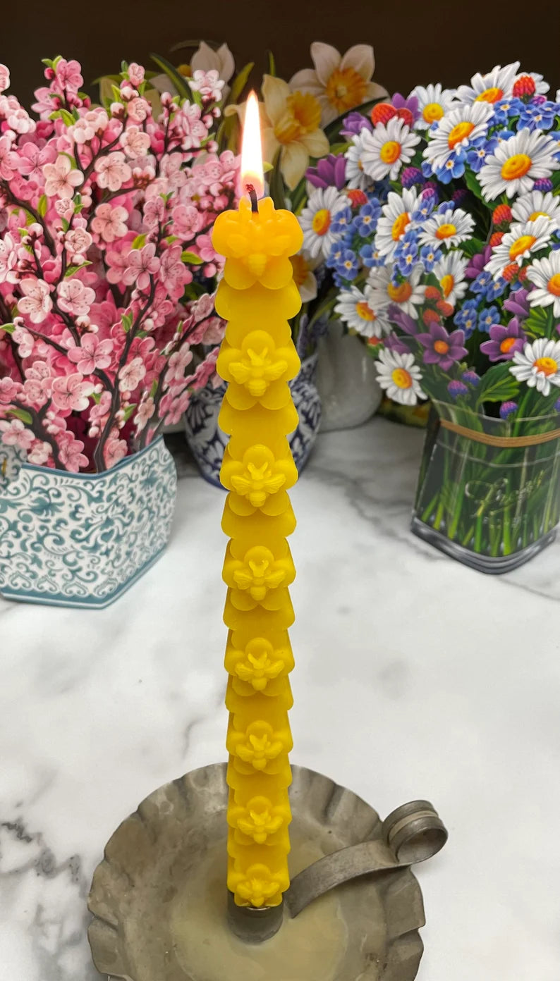 11.5” Silicone honeybee taper mold - single cavity - bee on flower