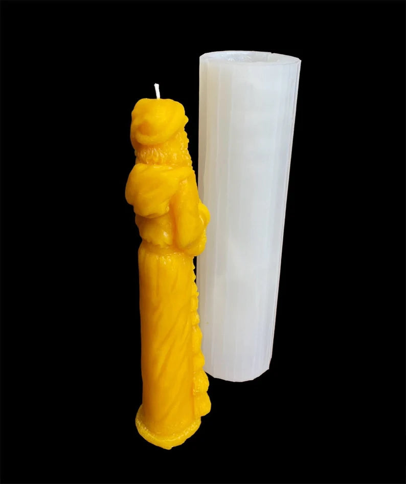 9.5” Silicone Santa Claus Mold - tall skinny taper style candle mold - super detailed Christmas holiday candle soap resin mold - food grade