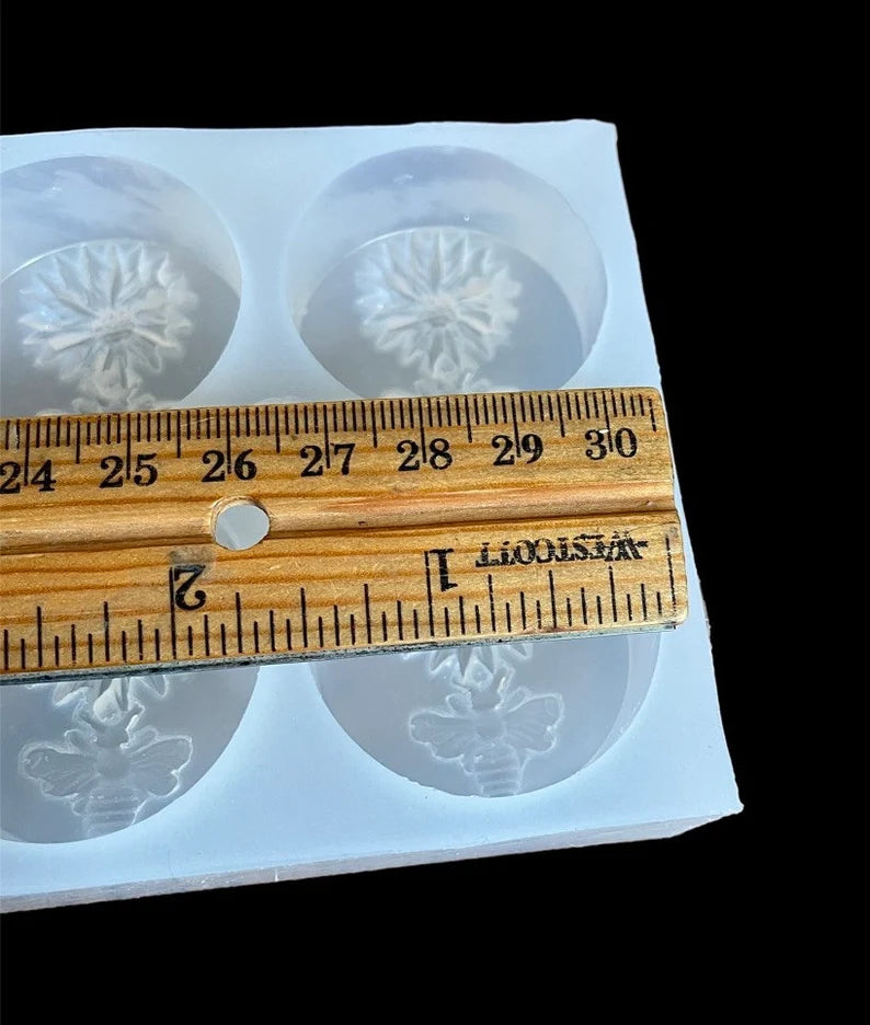 Silicone tealight candle mold - Magnus Coneflower with honeybee - wax melt lotion bar chocolate - guest soap