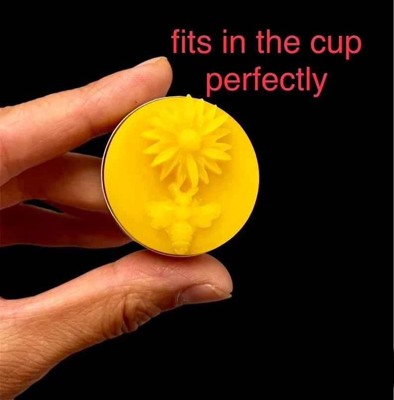 Silicone tealight candle mold - Magnus Coneflower with honeybee - wax melt lotion bar chocolate - guest soap
