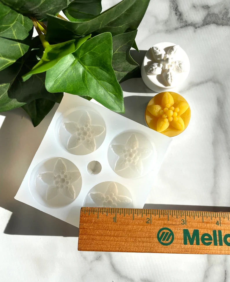 Silicone poinsettia flower Tealight candle Mold - Christmas holiday candle mold - wax melt lotion bar soap - resin chocolate ice cube mold