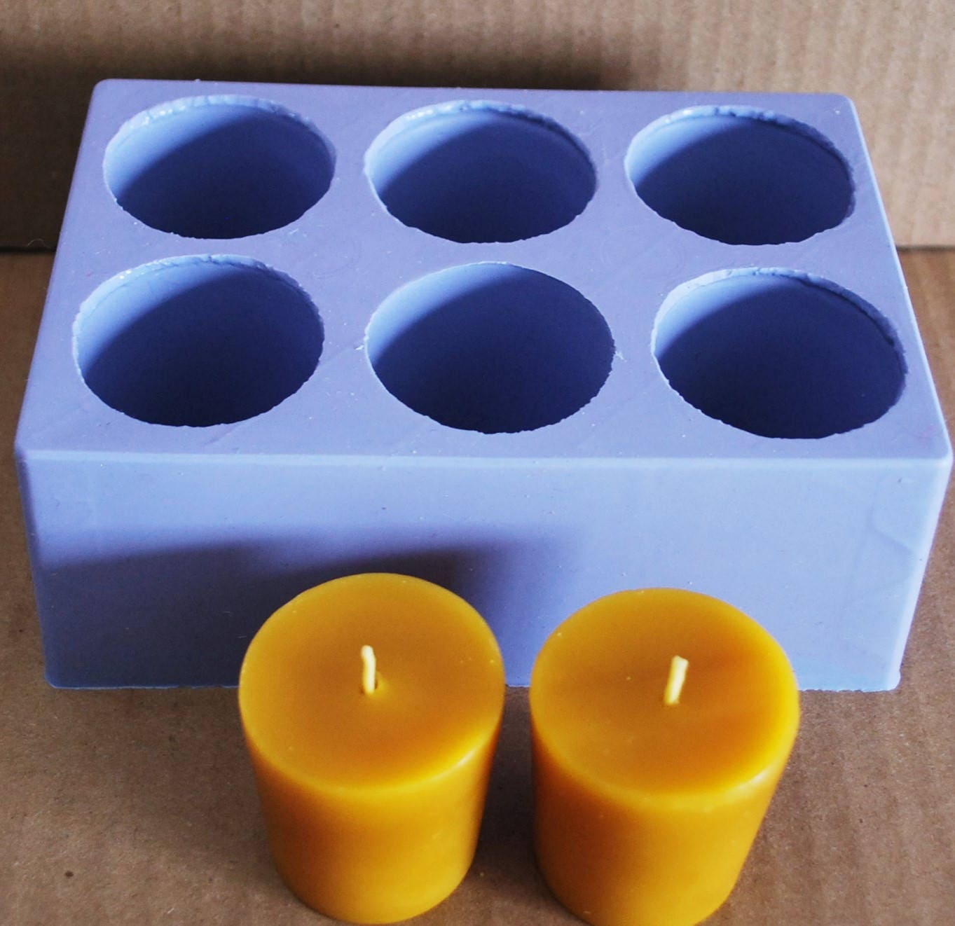 silicone votive candle mold - round votive mold - 6 cavity mold - homemade silicone mold
