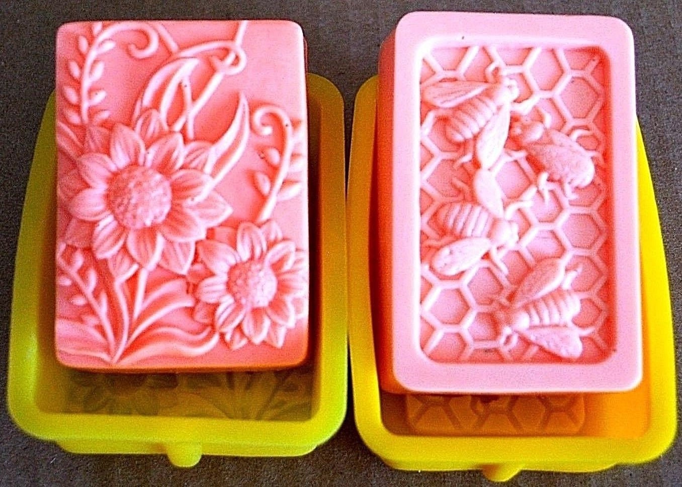 Silicone soap molds - silicone flower Mold - silicone honey bee mold - honey bee soap mold - flower soap mold - silicone beehive mold