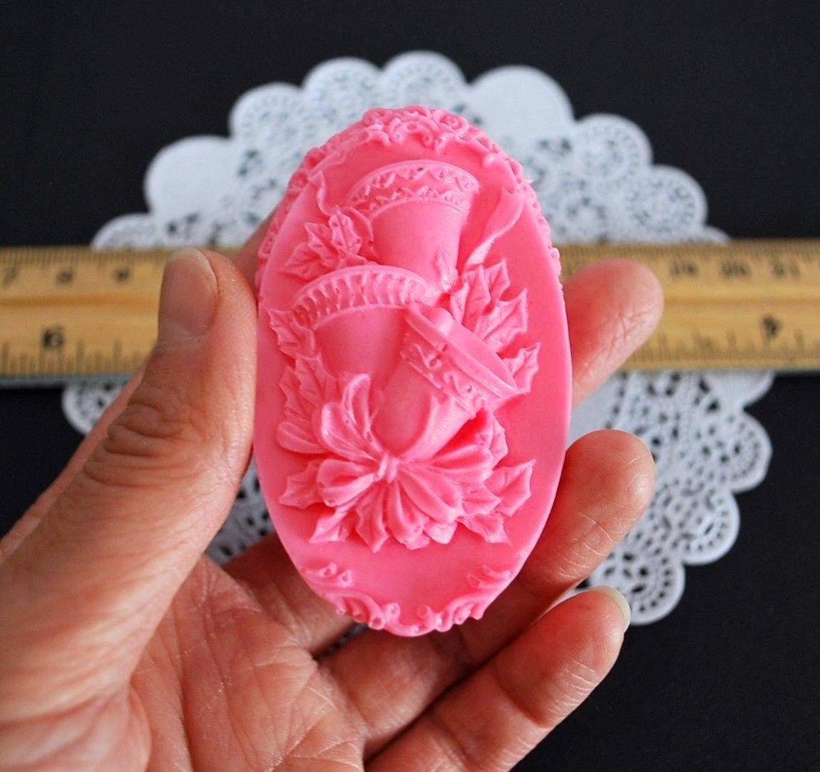 silicone oval soap Mold - Christmas bell - single cavity - lotion bar