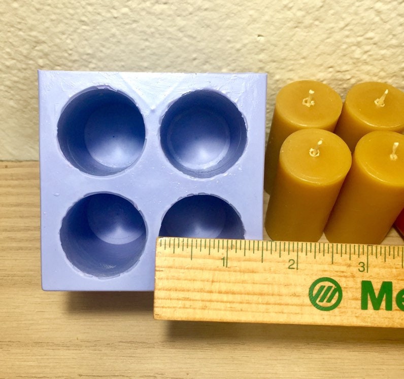 silicone taper candle mold - pillar cylinder candle - 4 cavities - mini pillar  - homemade