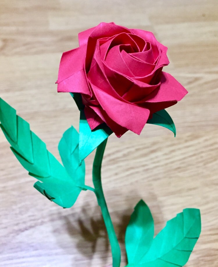 Origami rose in glass dome - origami paper flower - engraved rose - valentine gift for her