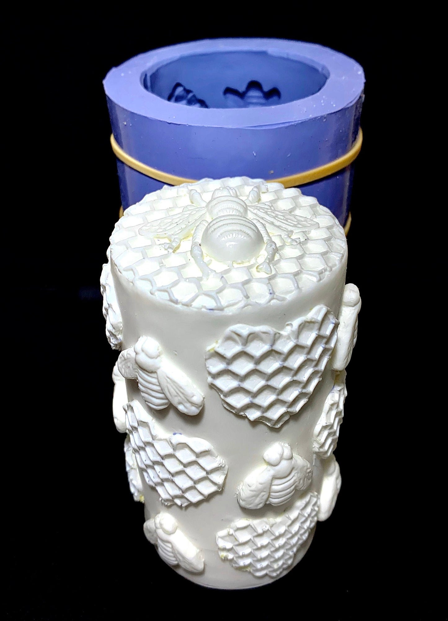 Silicone honeybee Pillar candle Mold - honeycomb - homemade 4”