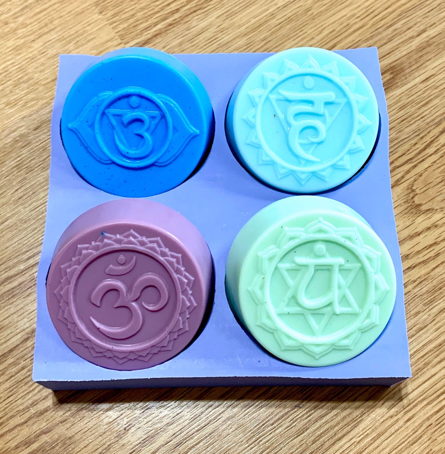 silicone chakra soap candle mold - 4 cavities - yoga symbol mold - resin mould - homemade