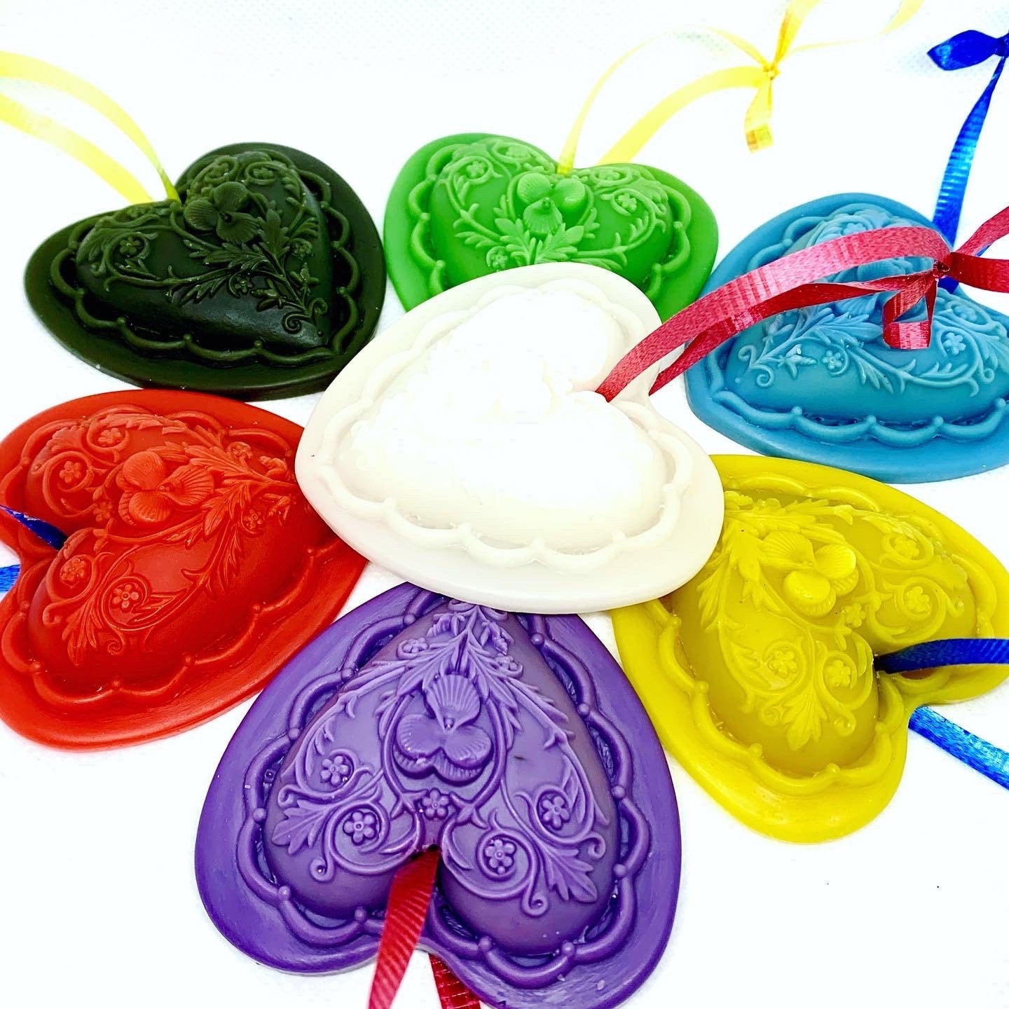 silicone heart ornament mold - resin soap mold - Guest soap - floral heart - paper weight