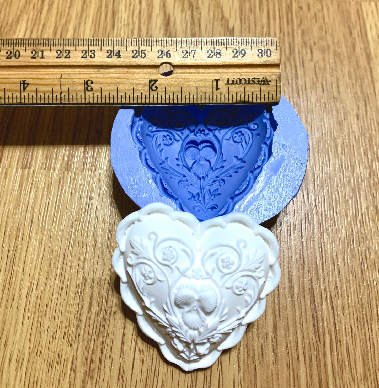 silicone heart ornament mold - resin soap mold - Guest soap - floral heart - paper weight