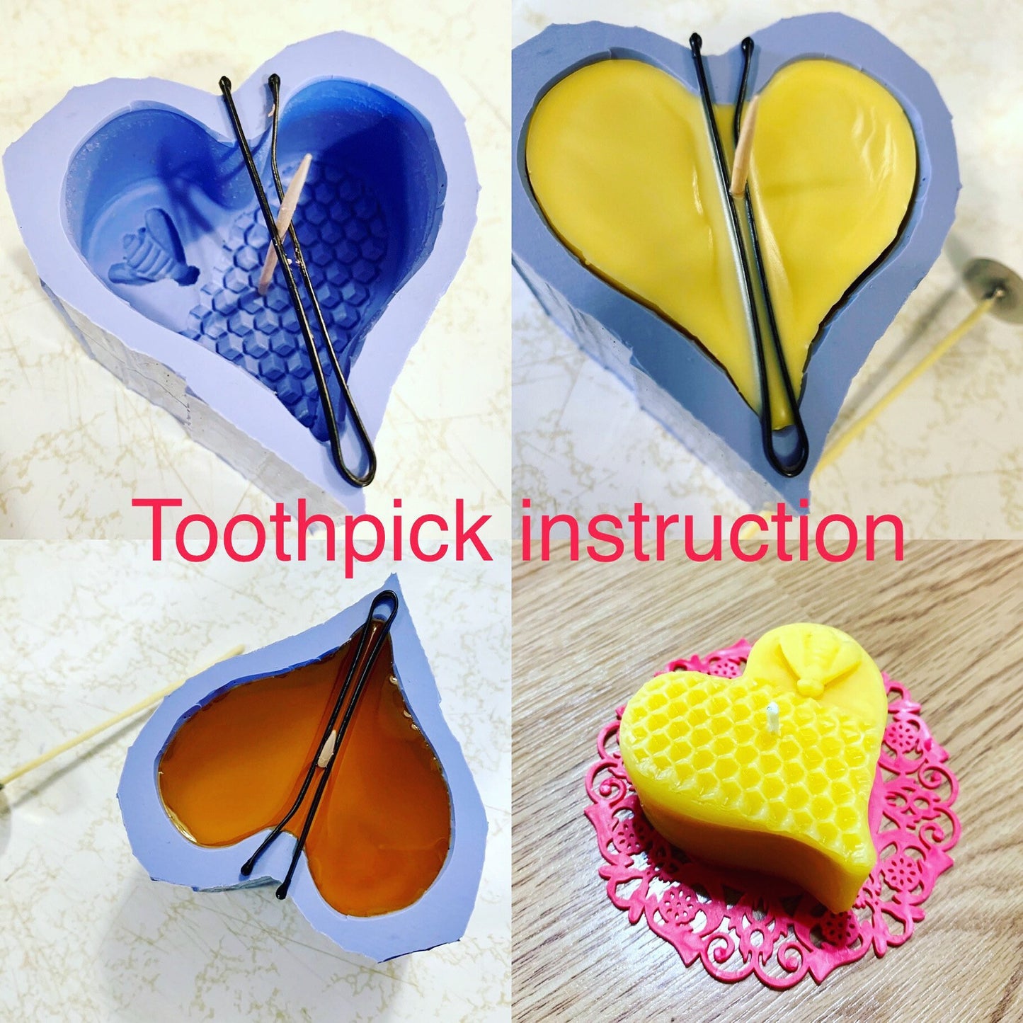 Silicone Honeybee soap candle Mold - honeycomb Mold - Bee on my heat - homemade