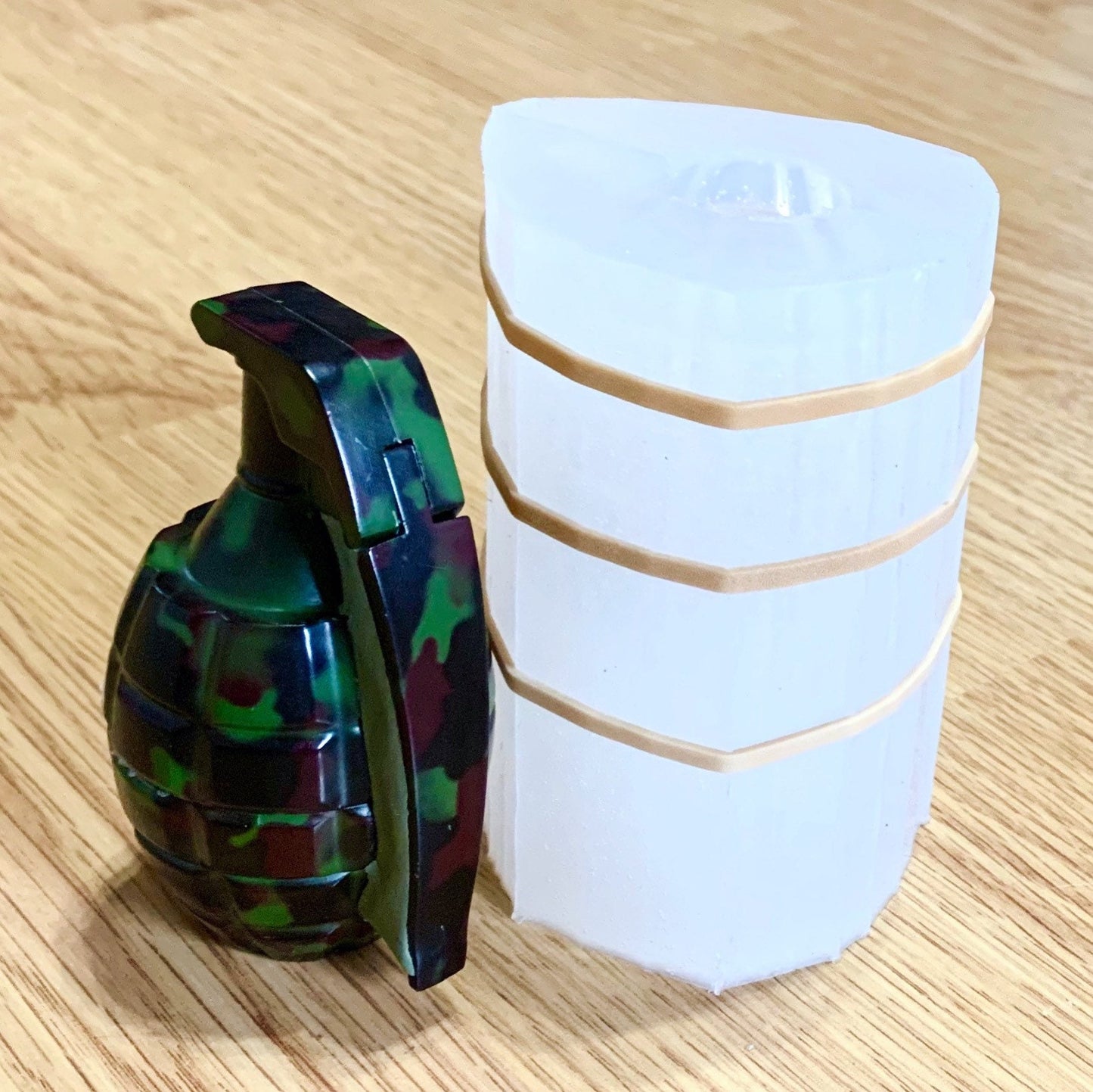 3D Silicone grenade Mold - Blockbuster candle Mold - soap bath bomb mold - homemade