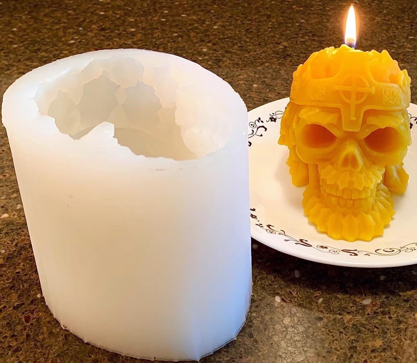 3D Silicone Greenman forest king skull Mold - skull candle soap resin mold
