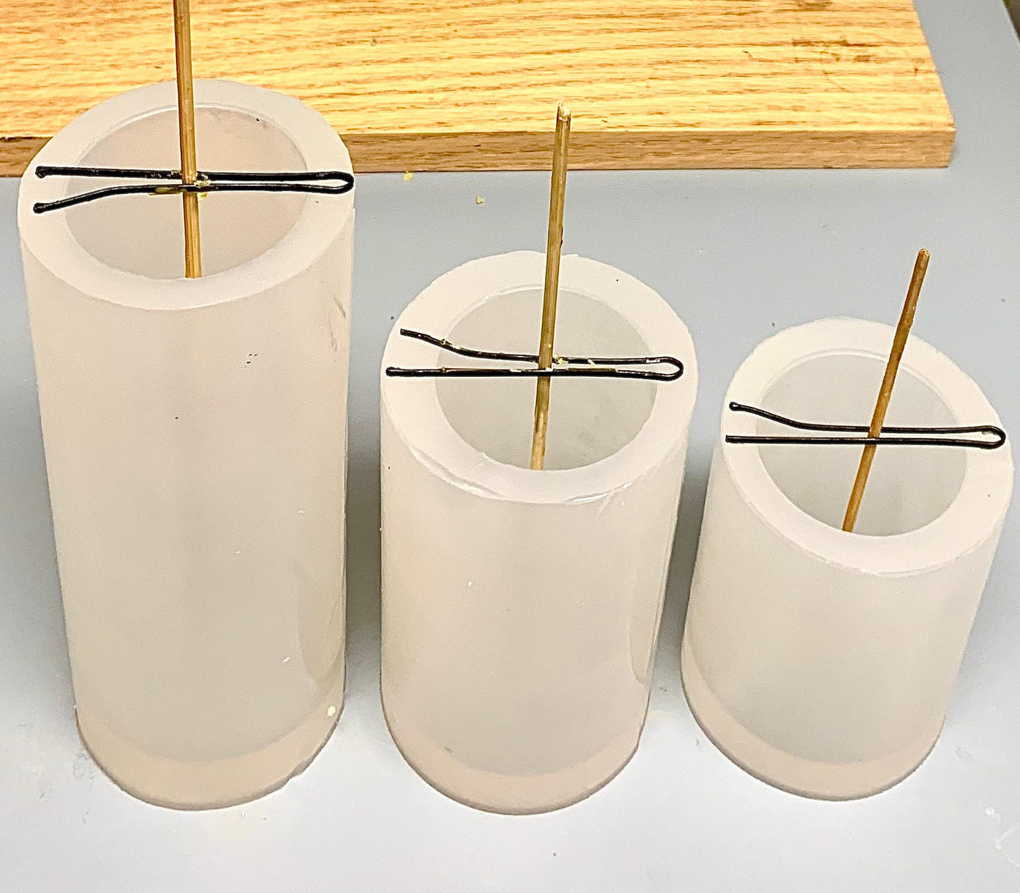 Silicone pillar cylinder candle mold - concave top candle mold - soap resin mold - set of 3 - 2” wide