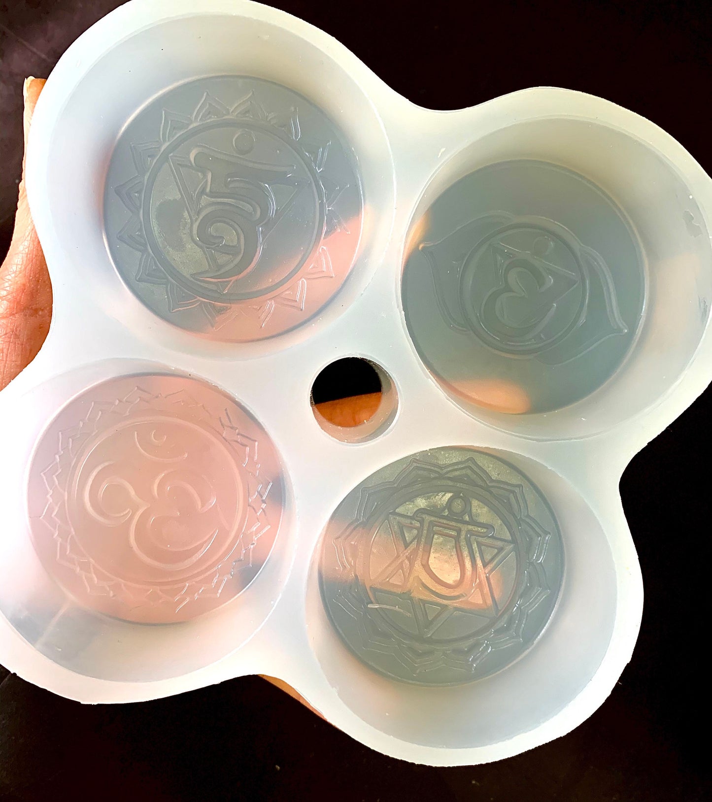 silicone chakra soap candle mold - 4 cavities - yoga symbol mold - resin mould - homemade