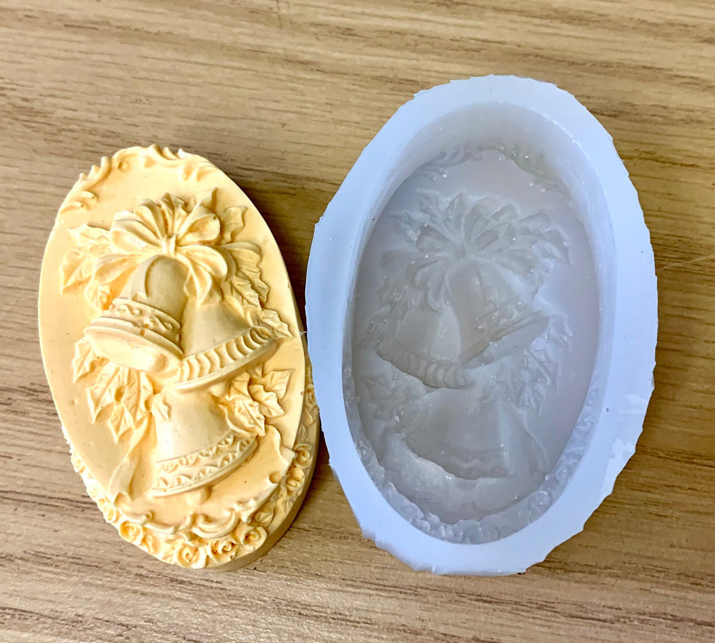 silicone oval soap Mold - Christmas bell - single cavity - lotion bar