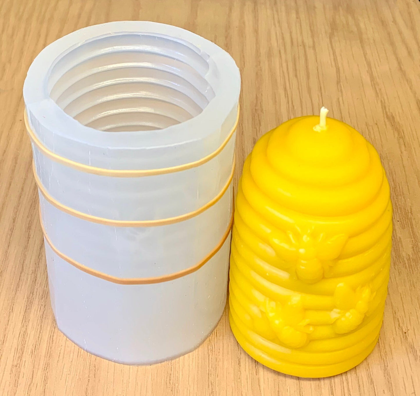 4” Silicone honeybee skep candle Mold - beehive mold - honeybee candle soap mold - pillar candle mold - homemade
