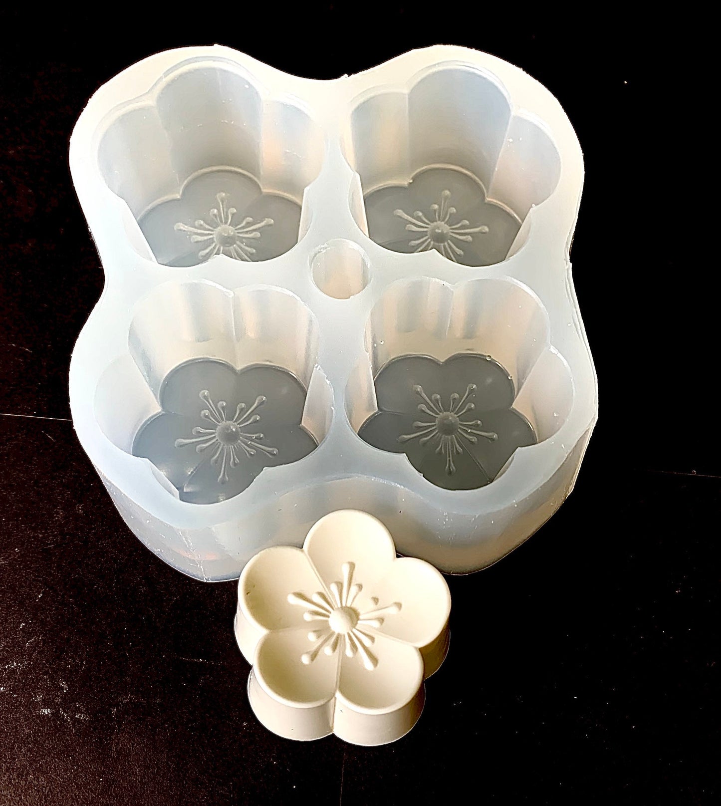 Silicone flower Mold - votive candle mold - floating candle mold - flower soap - soap making - cherry blossom mold