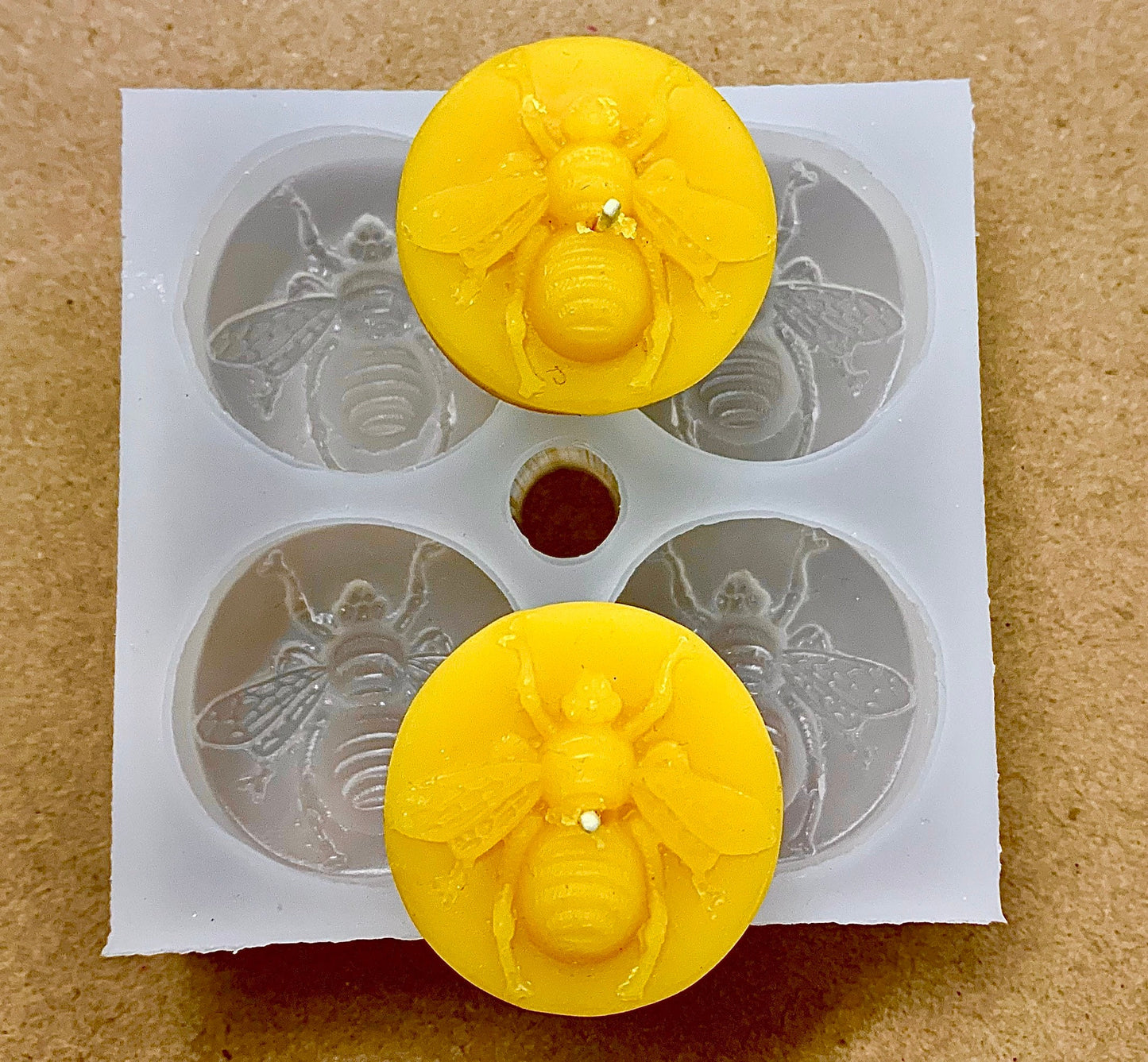Silicone Tea light candle Mold honeybee bee mould wax melt lotion bar easy release 4 cavity Homemade
