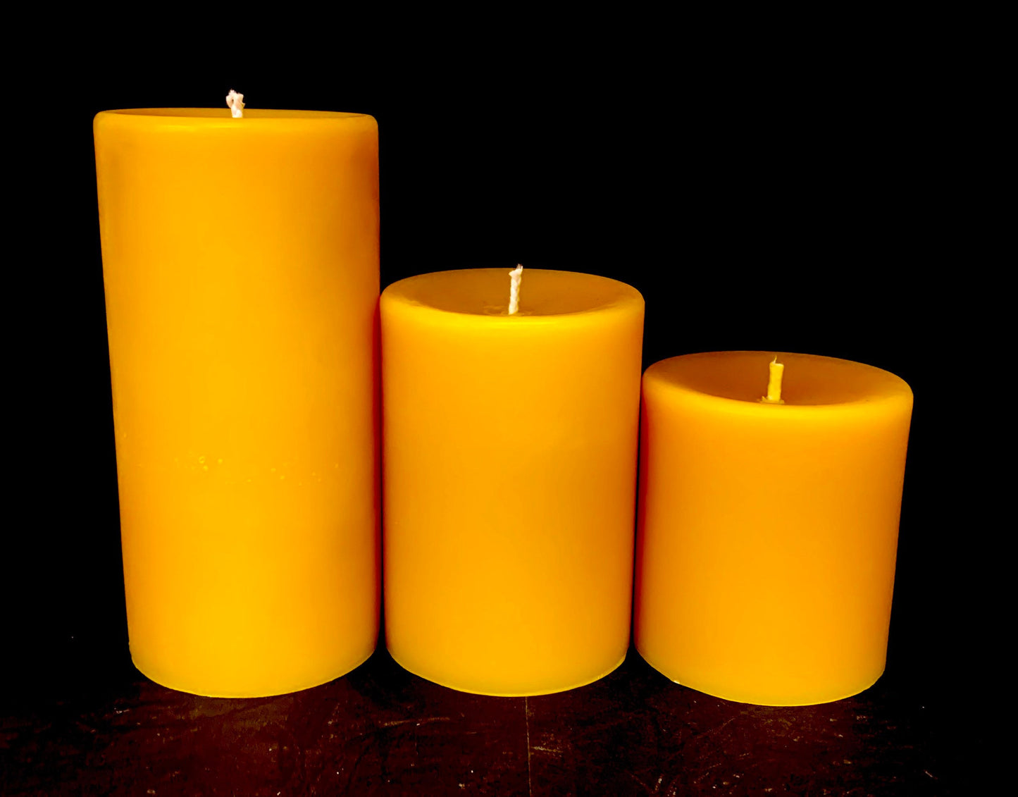 3” wide Set of 3 pure beeswax pillar candles - homemade