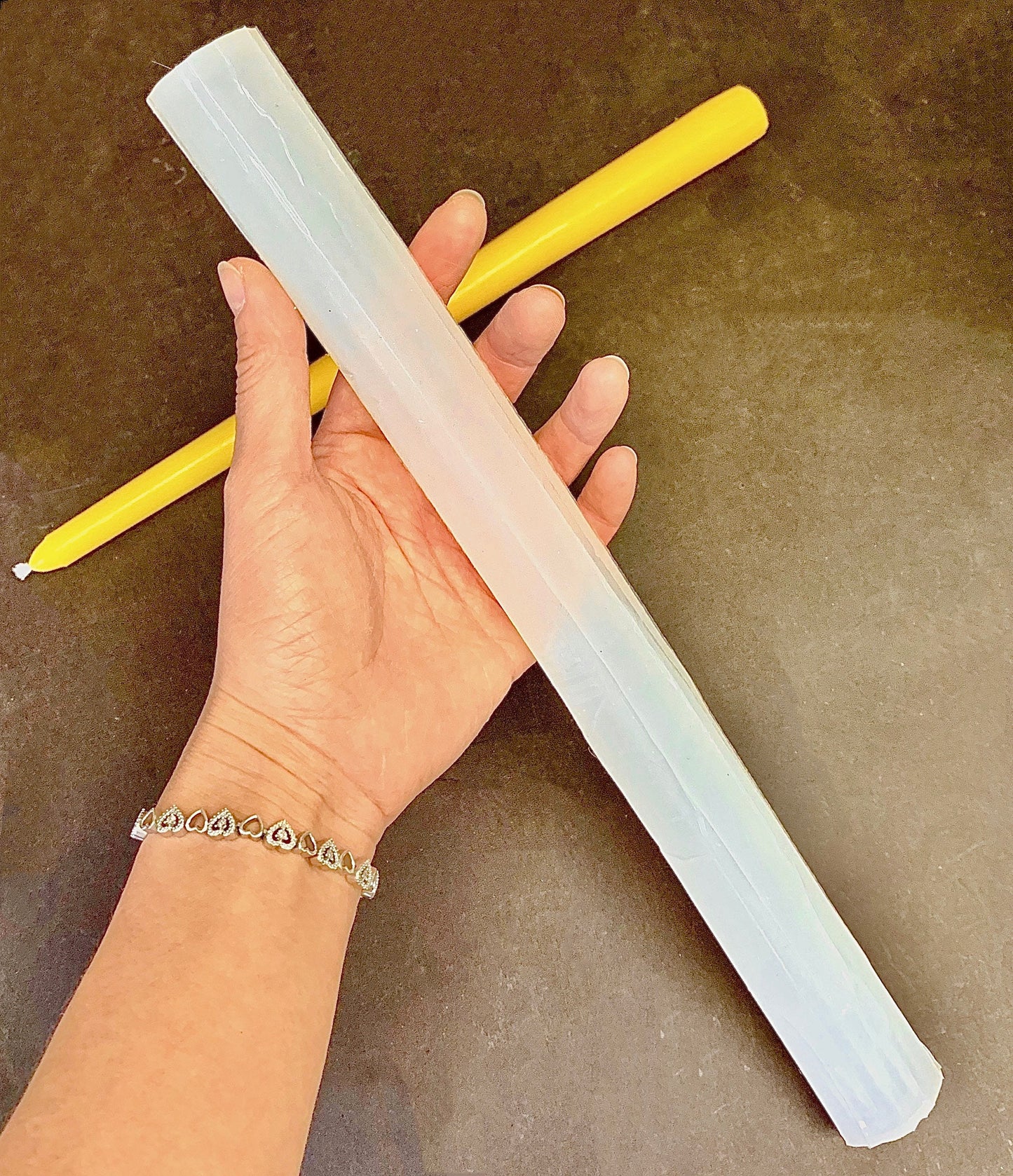 Silicone long taper candle mold - single cavity - 11.75” - wavy taper