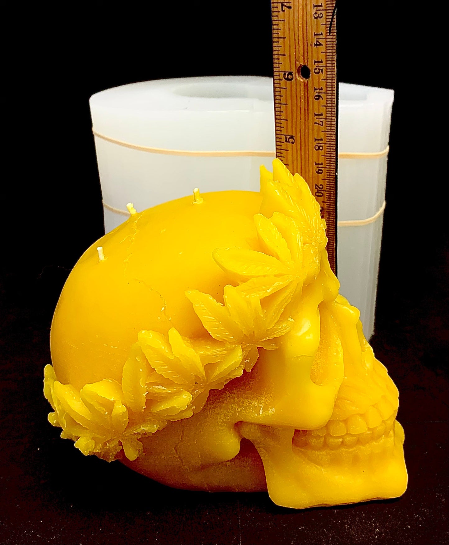 3D Silicone skull Mold - skull candle soap resin mold - skull with marijuana leaf - halloween mold