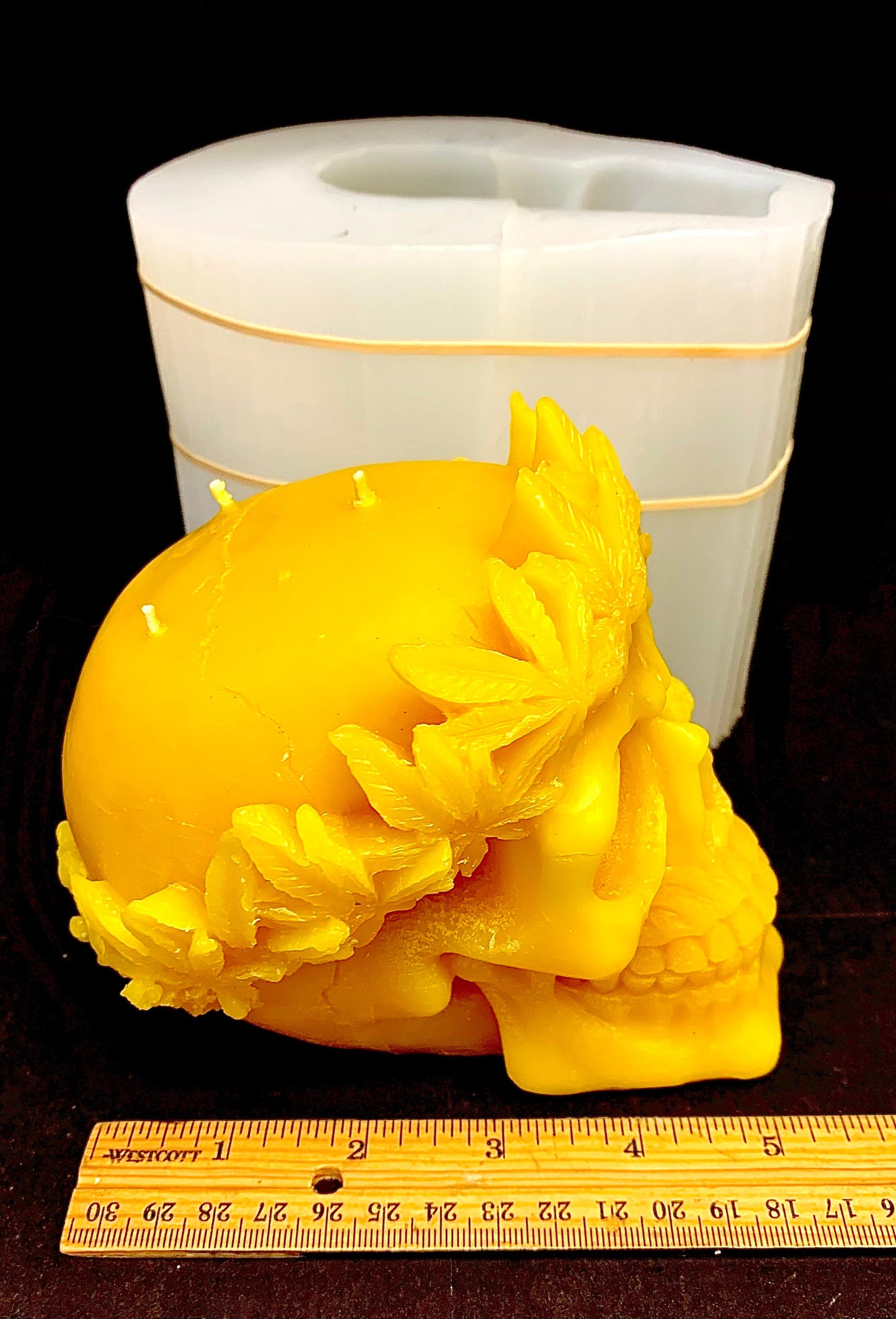 3D Silicone skull Mold - skull candle soap resin mold - skull with marijuana leaf - halloween mold
