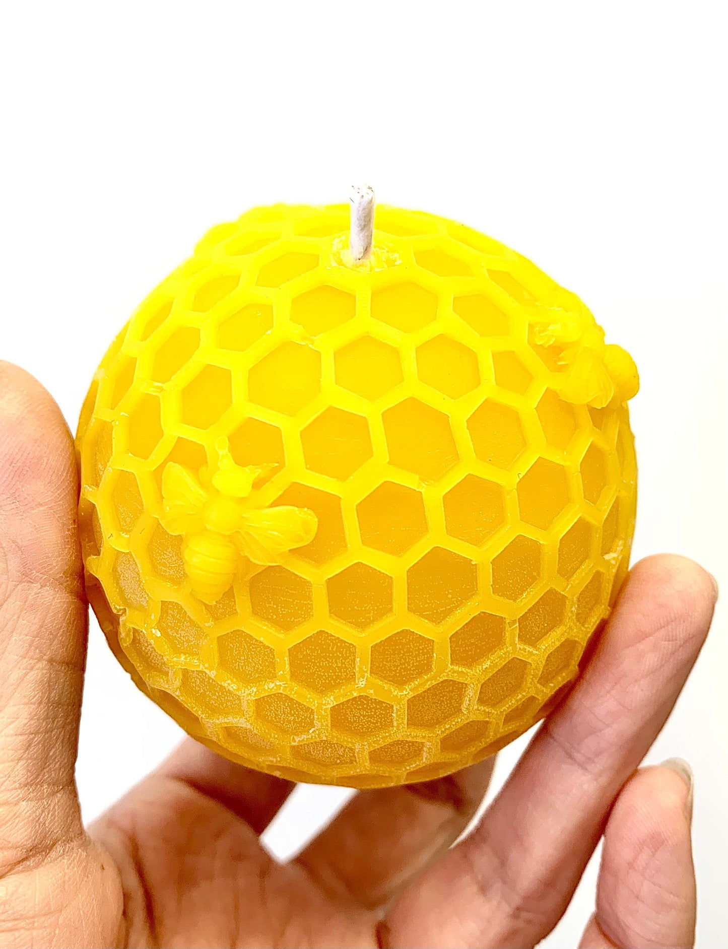 100% Pure beeswax ball candle - honeycomb sphere candle - honeybee candle - candle gift - 3”