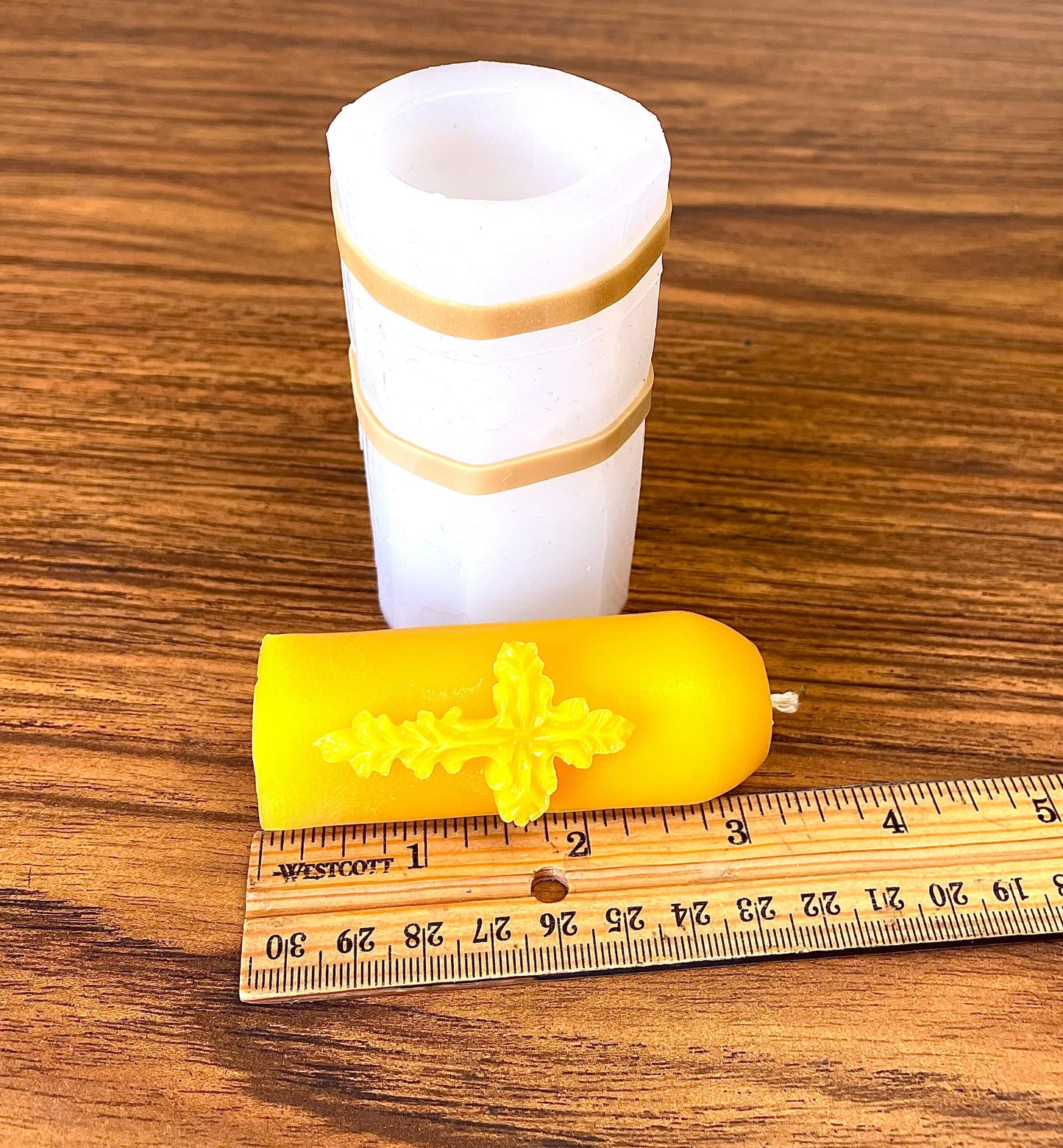 Little religious candle mold - silicone mini pillar mold - Christian candle mold - cross mold