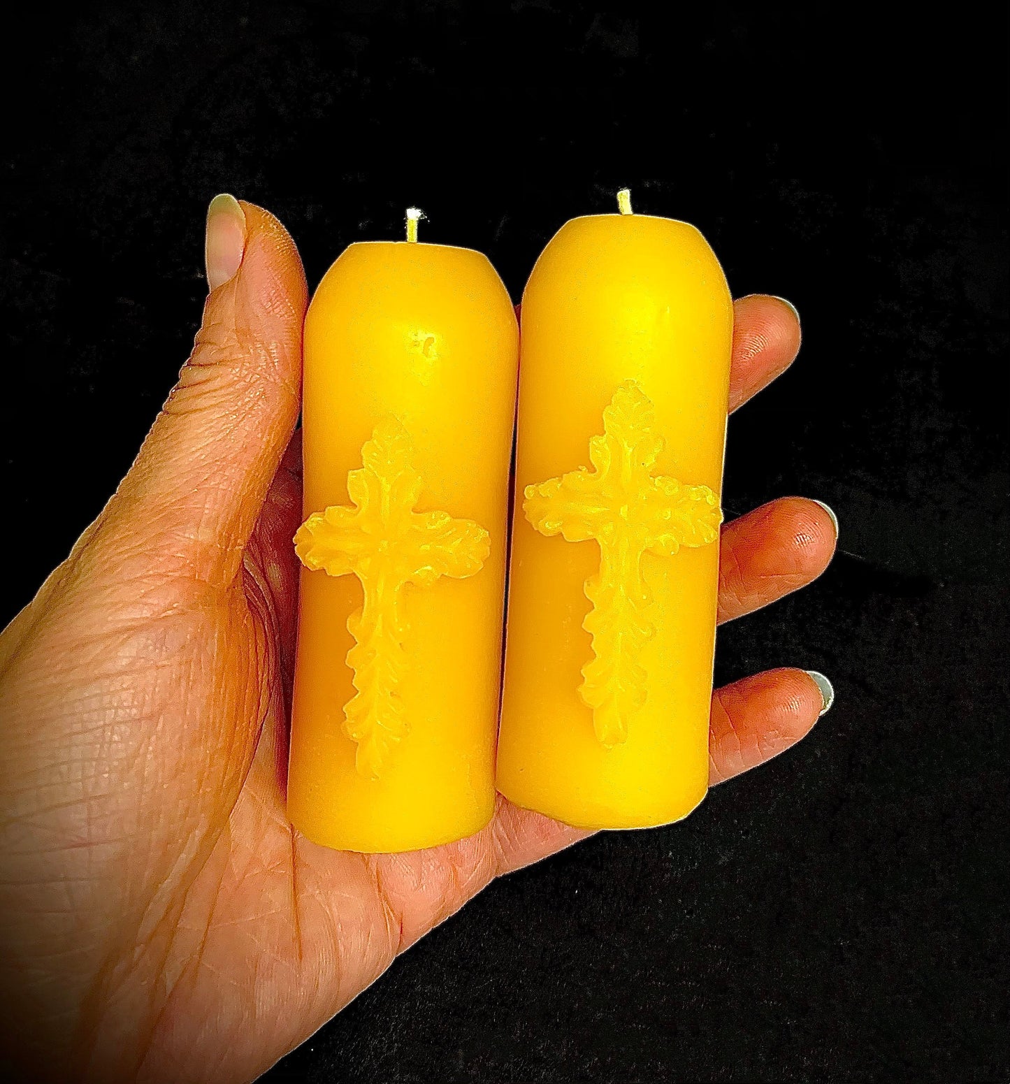 Little religious candle mold - silicone mini pillar mold - Christian candle mold - cross mold