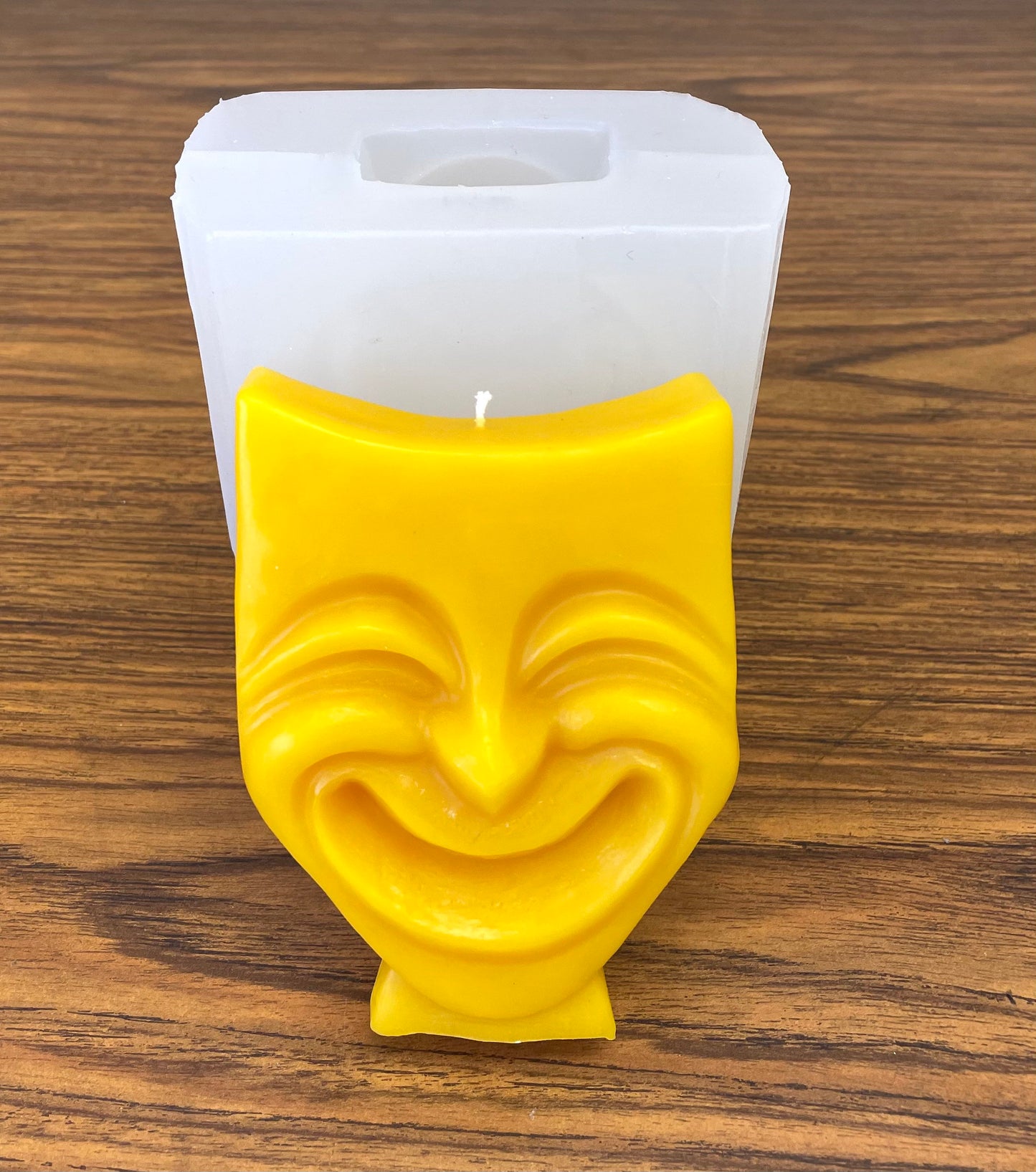 3D silicone two faced candle mold - homemade mold - smile now cry later mask mold - Mardi Gras craft