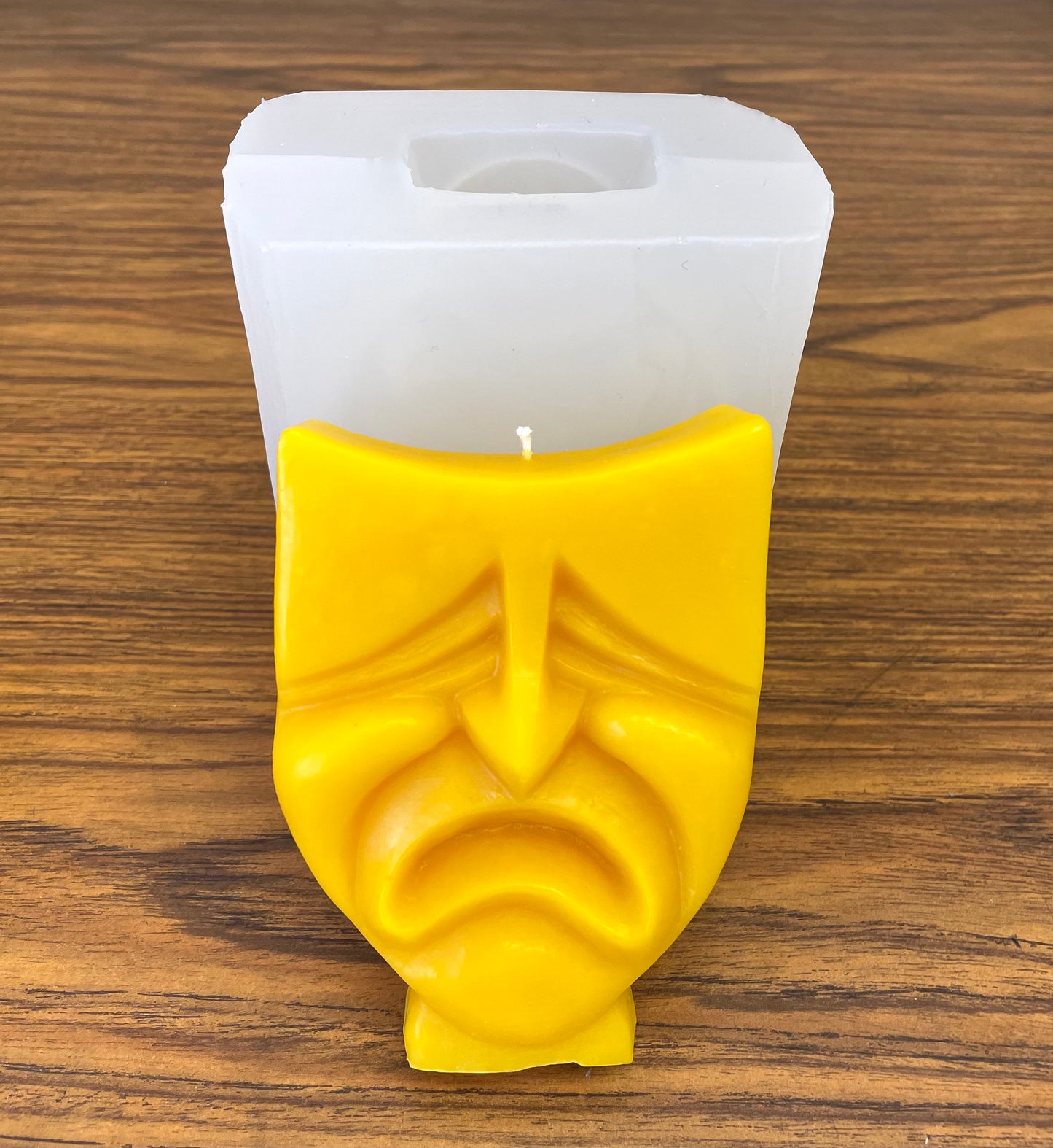 3D silicone two faced candle mold - homemade mold - smile now cry later mask mold - Mardi Gras craft