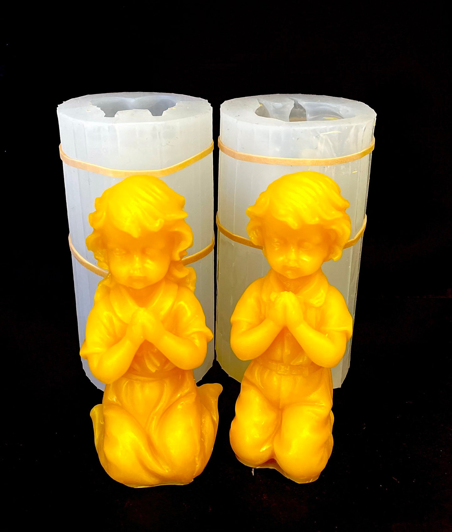 4” 3D Prayer candle Mold - praying girl boy - praying hands candle - soap resin mold