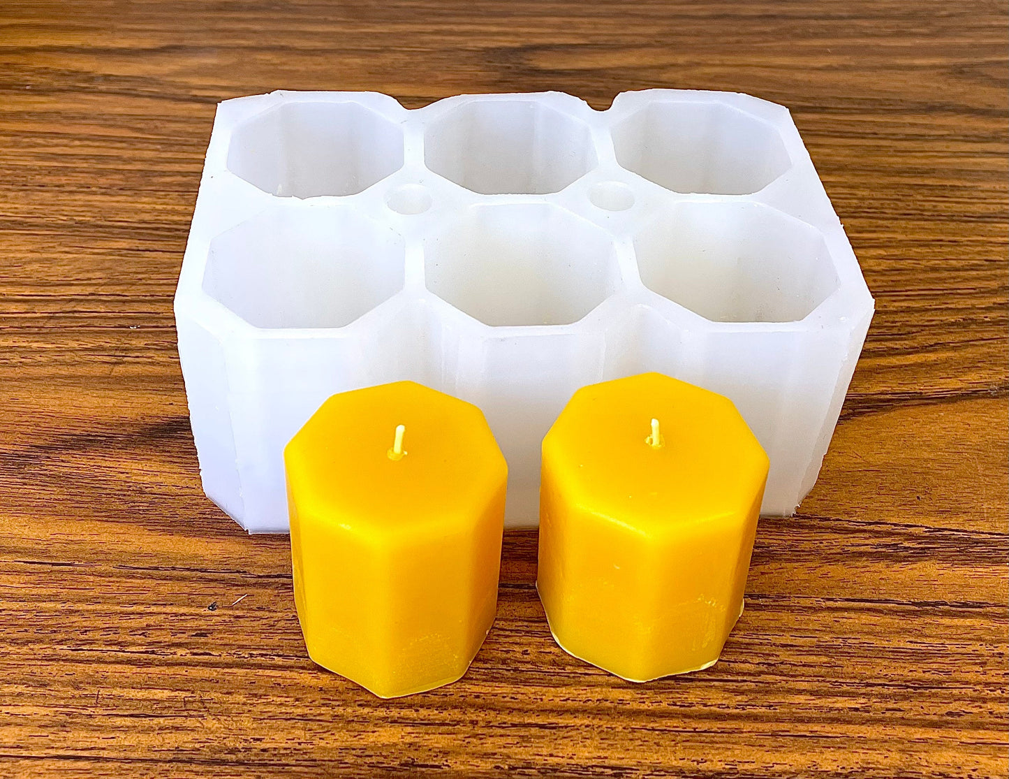 Silicone octagonal votive candle Mold - 6 cavities - octagon candle soap resin mold - homemade