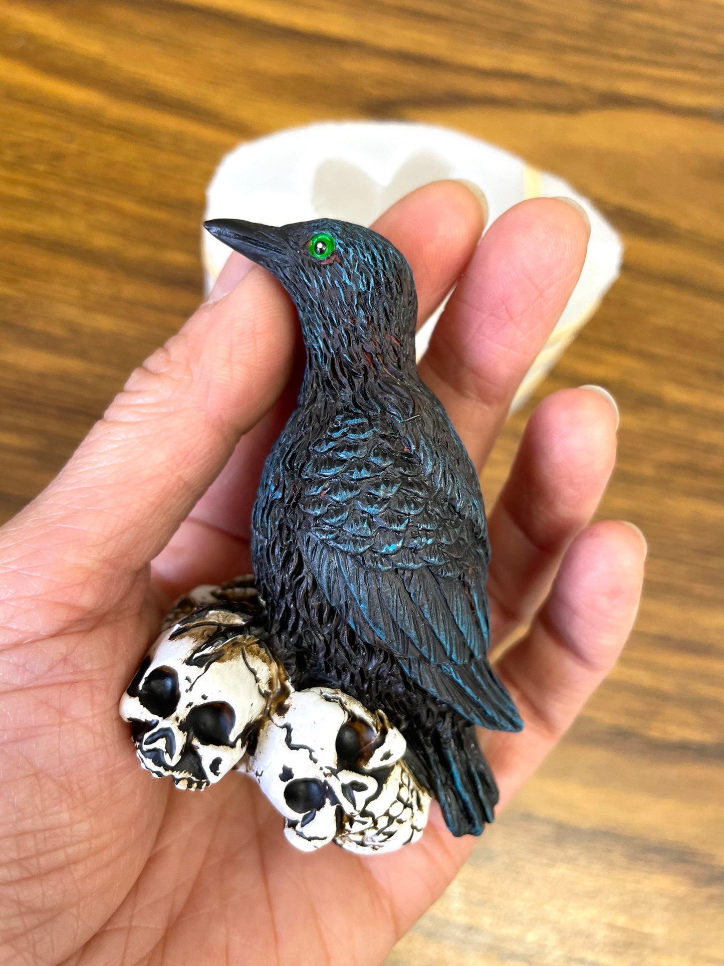 Small 3D Silicone raven crow Mold - crow on skull mold - Halloween mold - ritual spiritual candle mold - homemade