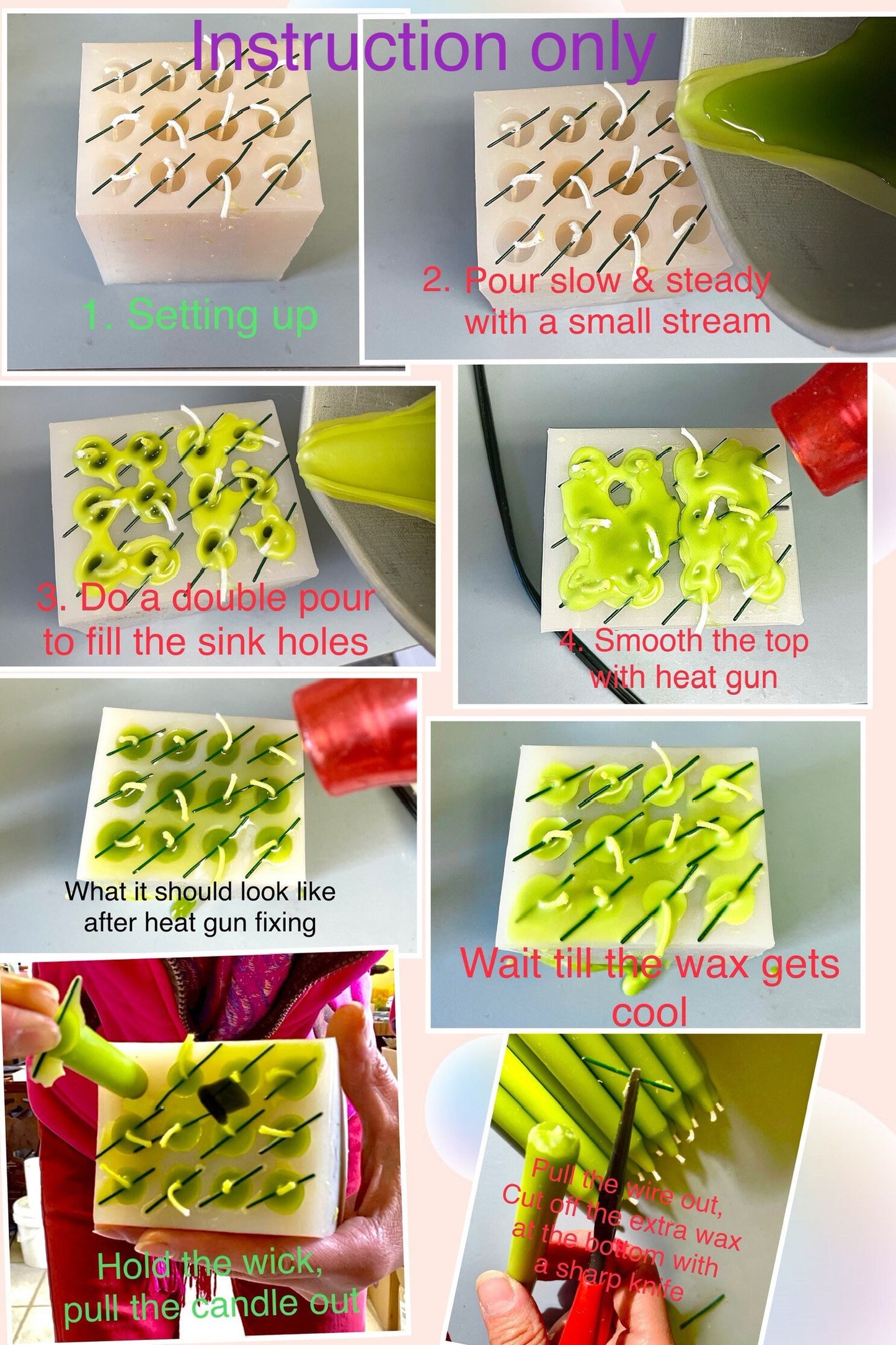 Silicone chime candle mold 4” - mini taper Mold - spell candle mold - 6 cavities - homemade