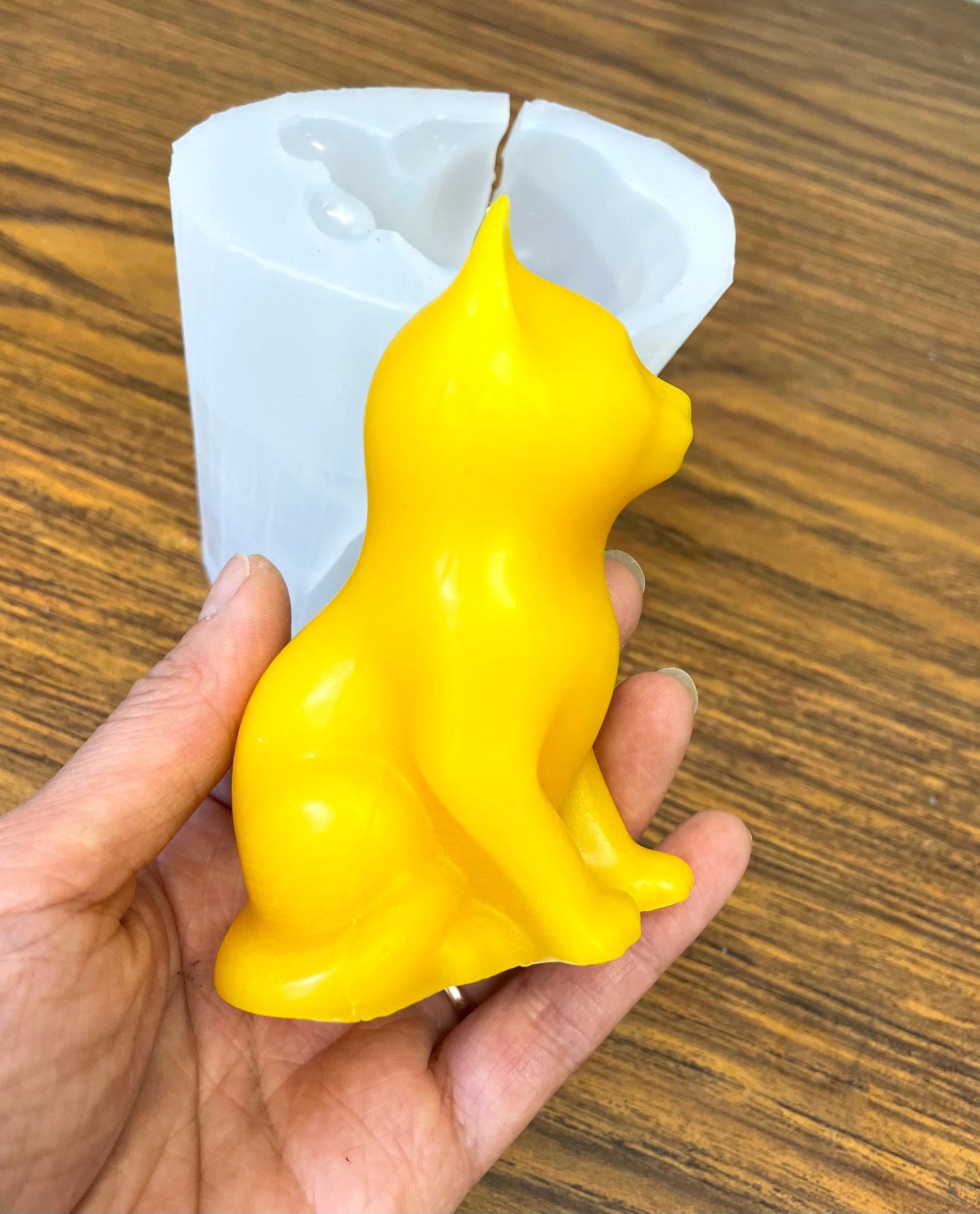 3D Silicone cat kitty feline candle mold - pillar candle - soap lotion bar resin mould - homemade