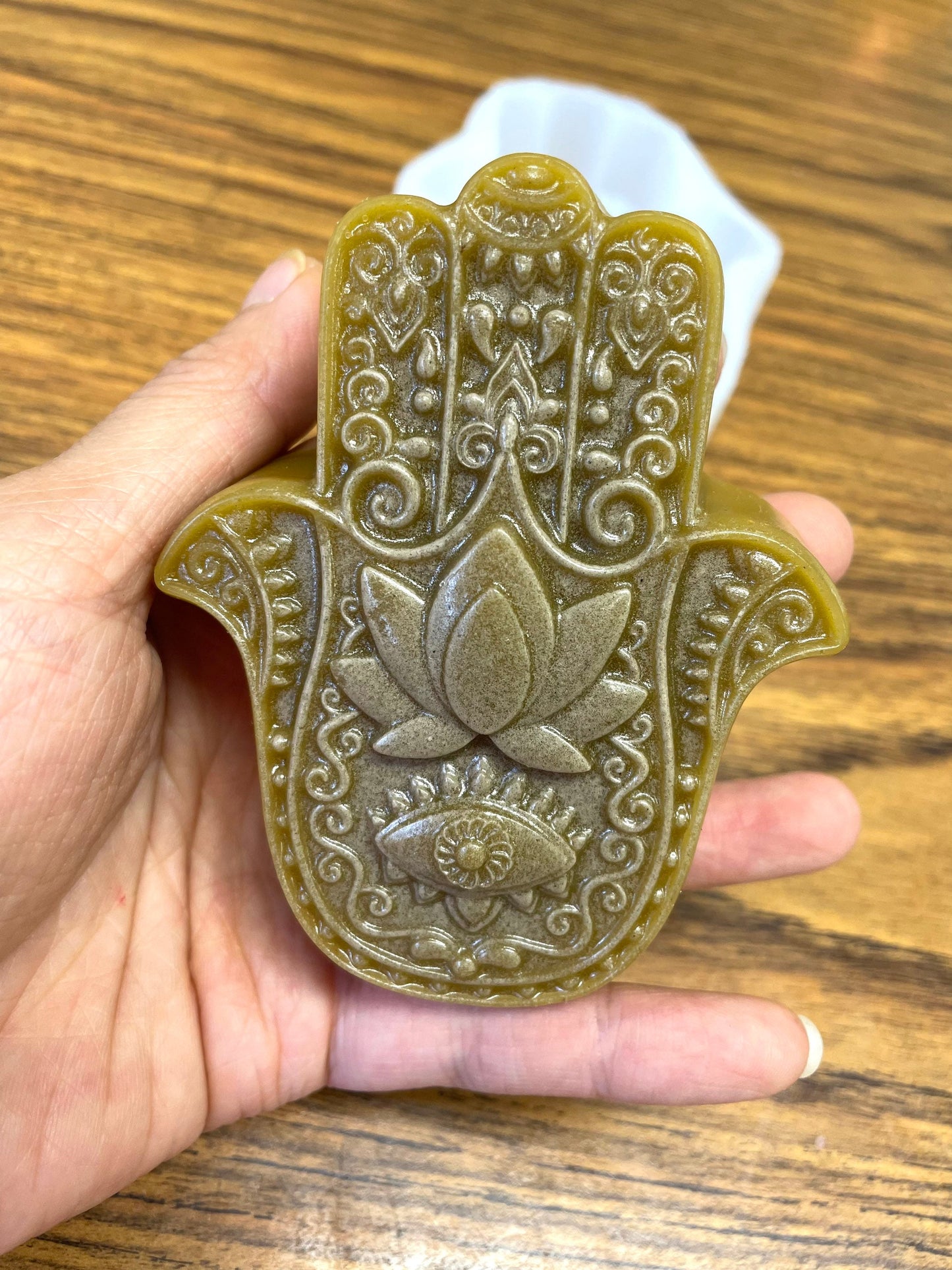 Style 1 Silicone Hamsa hand mold 3.5” - soap resin wax mold - ornament lotion bar mold - food grade