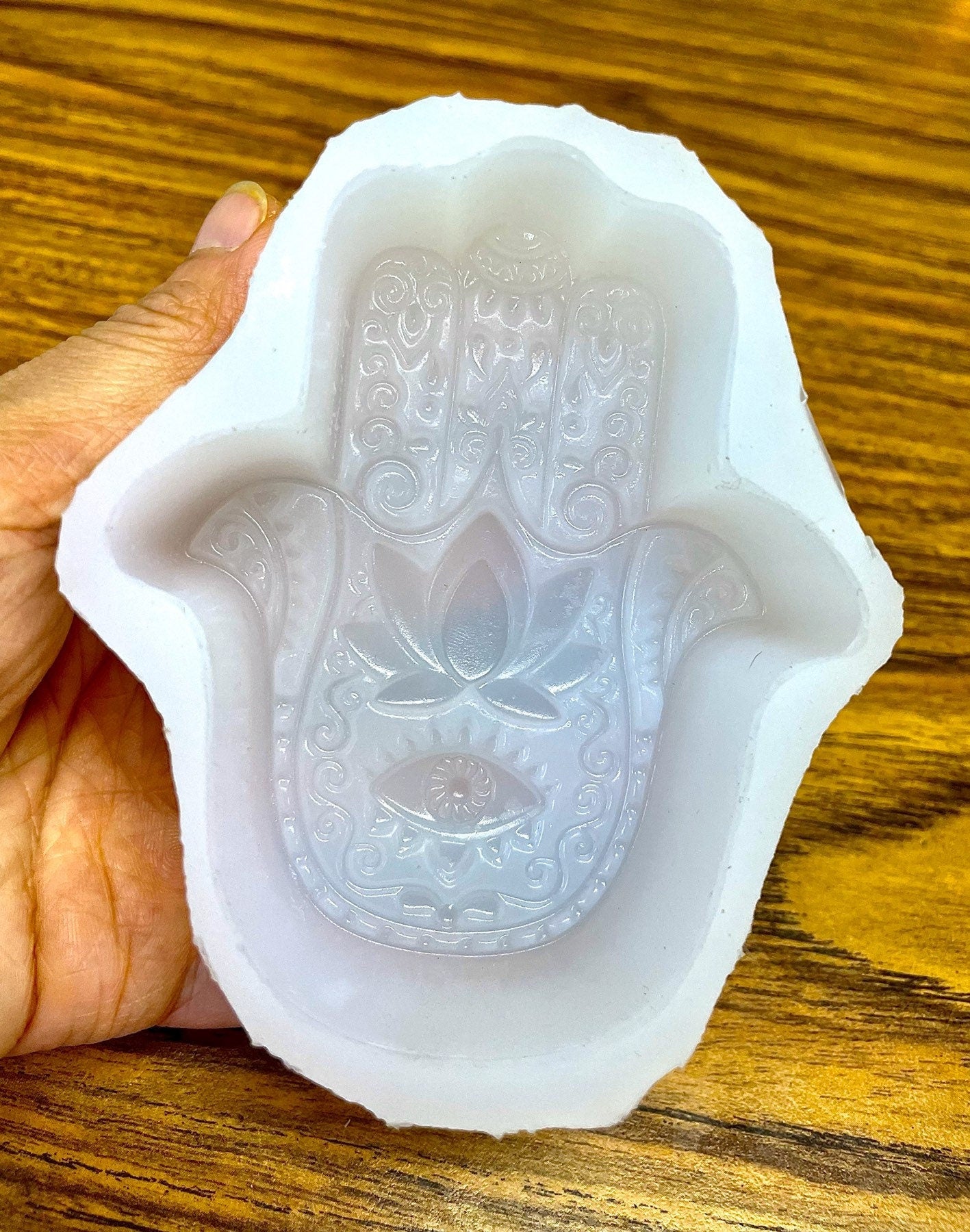 Style 1 Silicone Hamsa hand mold 3.5” - soap resin wax mold - ornament lotion bar mold - food grade