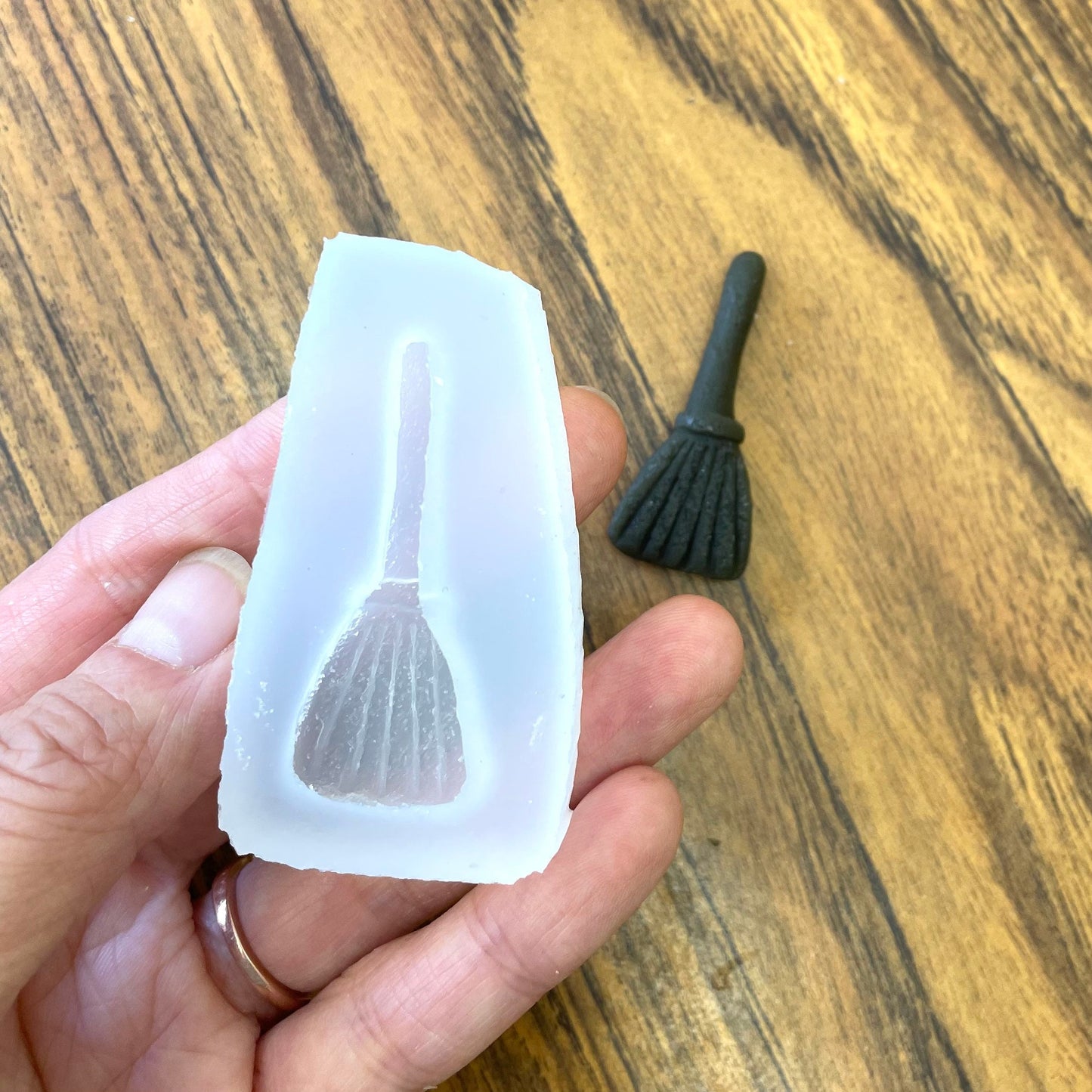 3D Silicone witch Mold - homemade candle soap resin mould - Halloween mold - 5 1/4” - witch with crystal ball and black cat