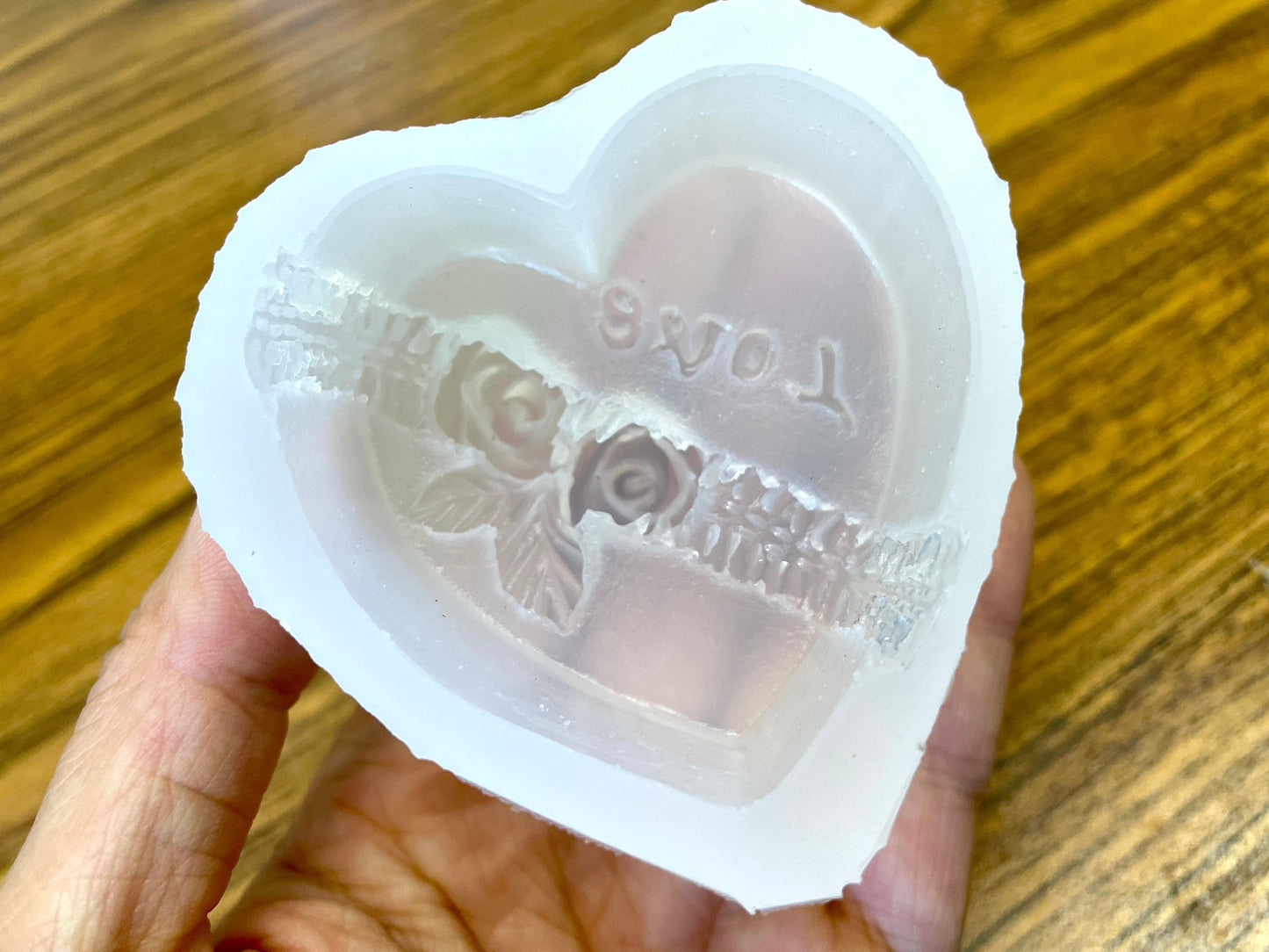 silicone heart mold - candle resin soap mold - Valentine candle mold - Guest soap - rose heart - 2”