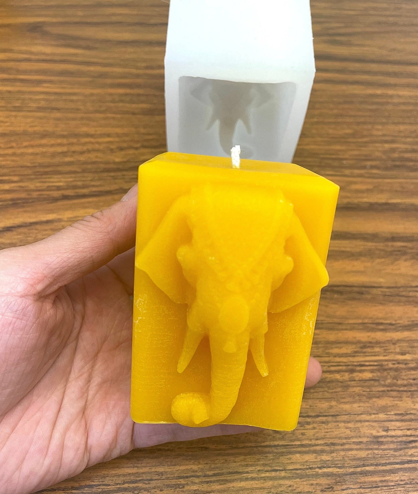 3” Silicone elephant candle Mold - square pillar mold - indian elephant head