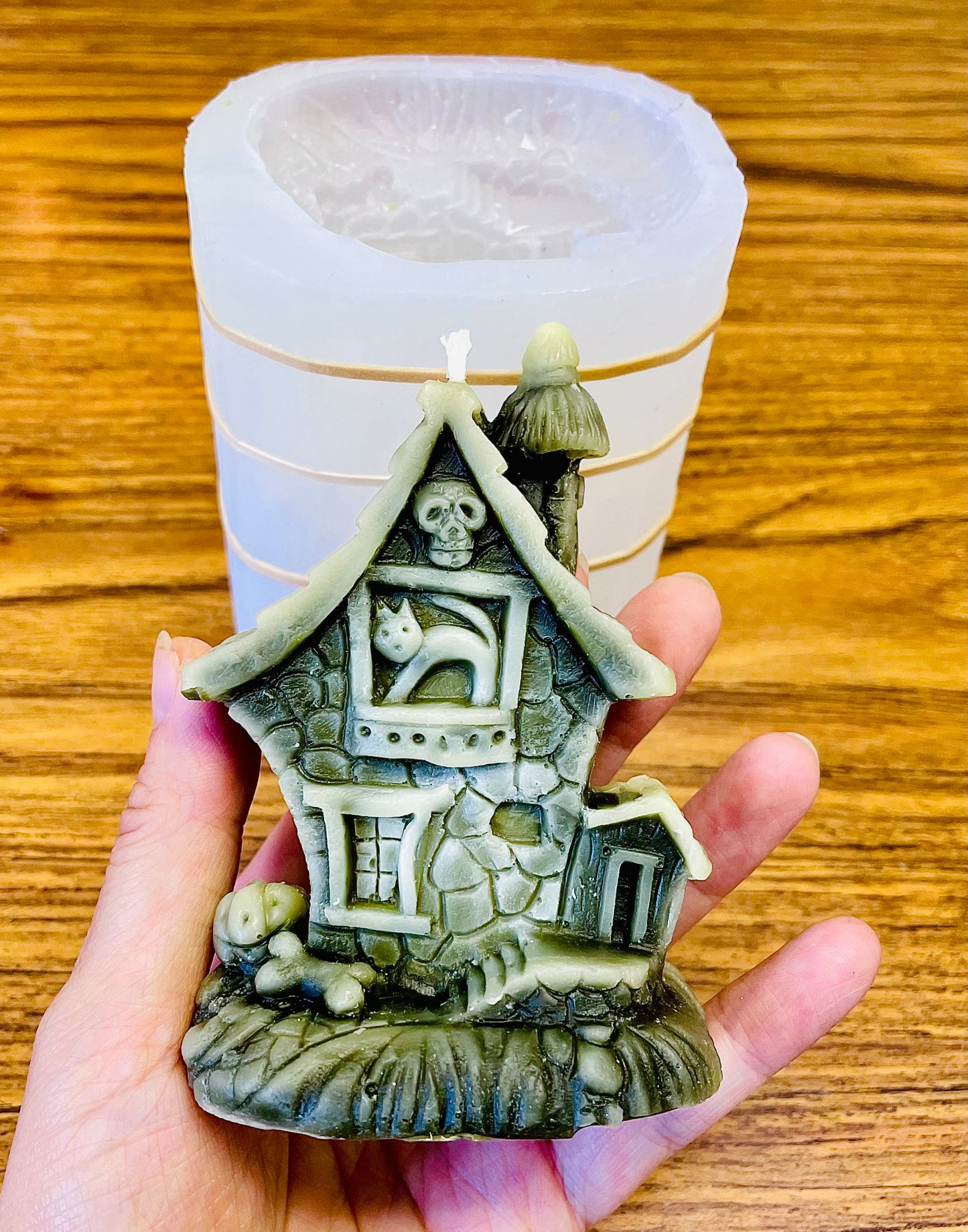 4” 3D Silicone witch house Mold - spooky house mold - ritual spiritual candle mold - haunted house mold - Halloween candle mold - homemade