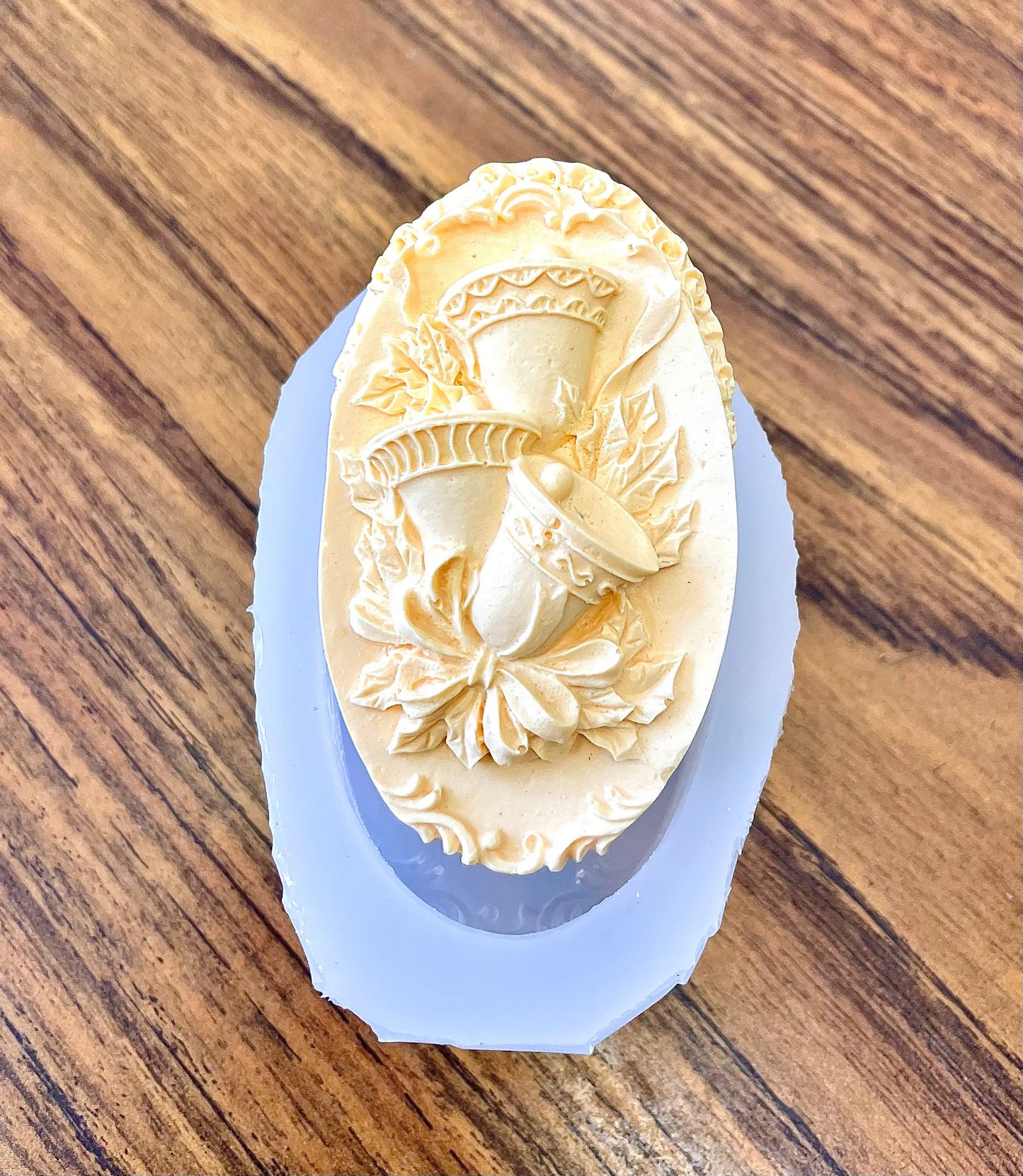 silicone oval soap Mold - Christmas bell - single cavity - lotion bar