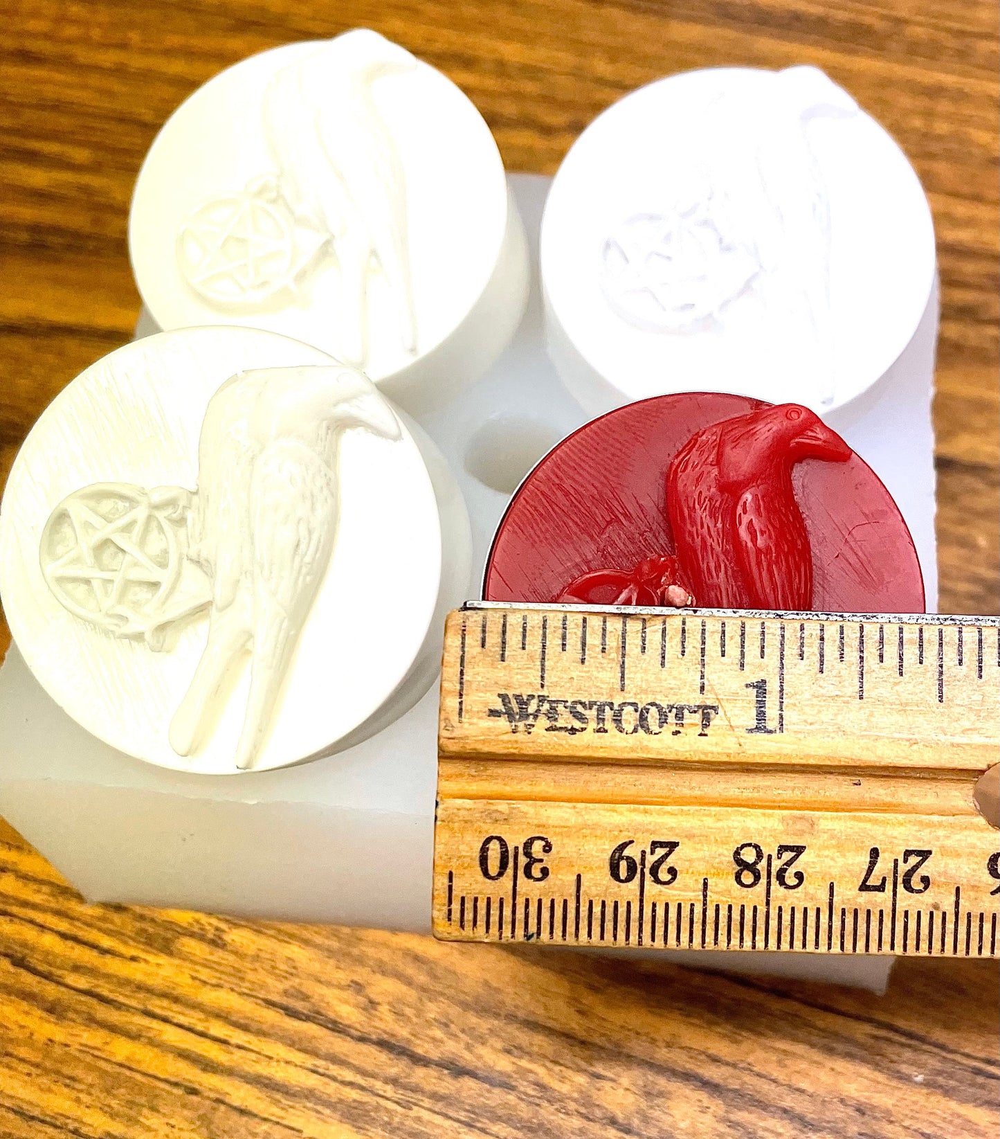 Silicone tealight candle mold - raven craw with pentagram - 4 cavities - wax melt lotion bar soap mold - resin pendant charm mold