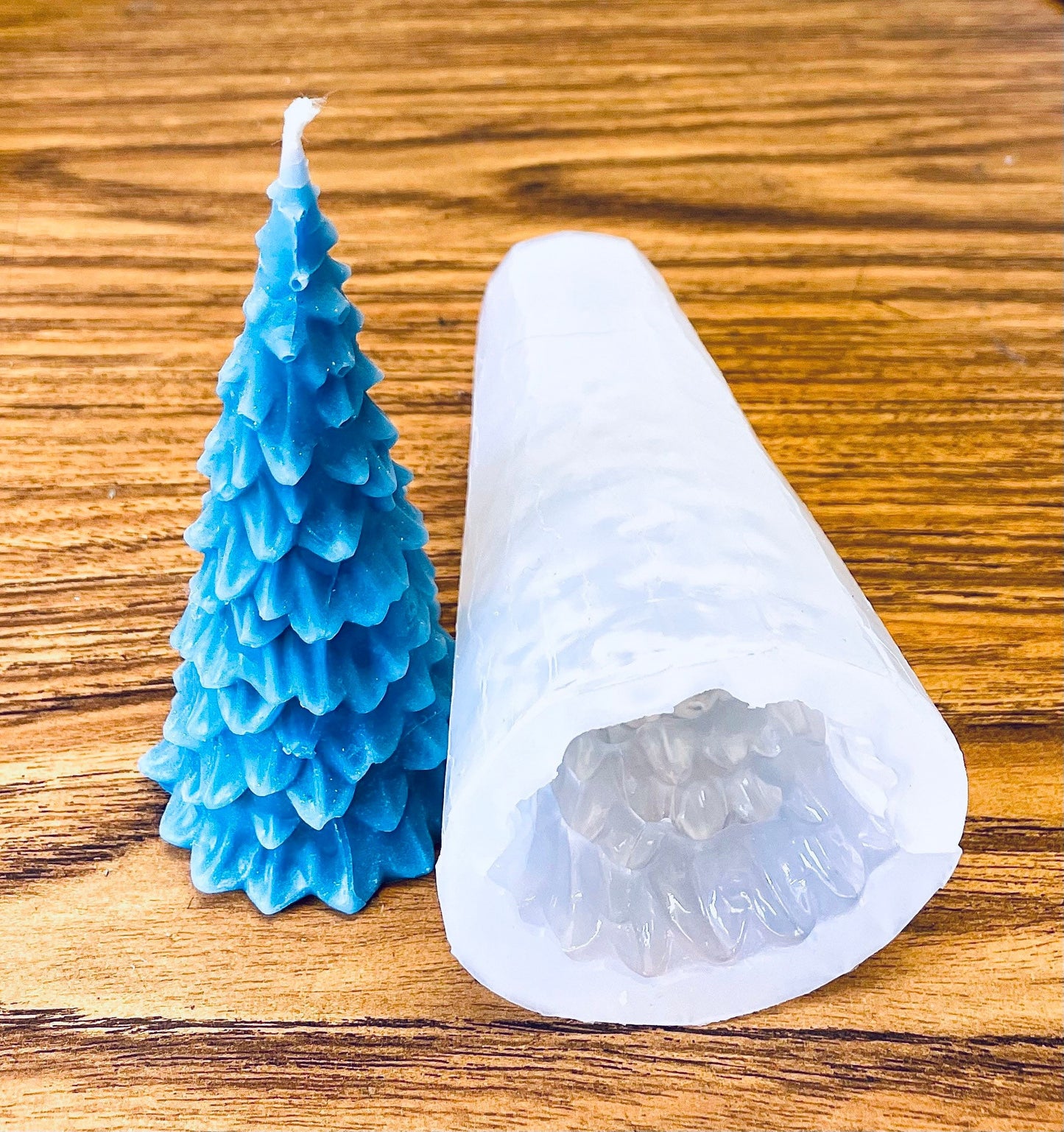 4.5” Silicone Christmas tree Mold - 3D pine tree candle mold - Christmas candle mold