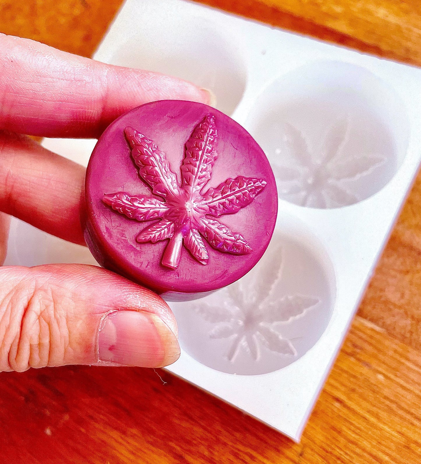 Style 2 Silicone pot leaf Tealight candle Mold - 4 cavities - wax melt lotion bar soap mold - marijuana leaf resin mold - cannabis leaf mold