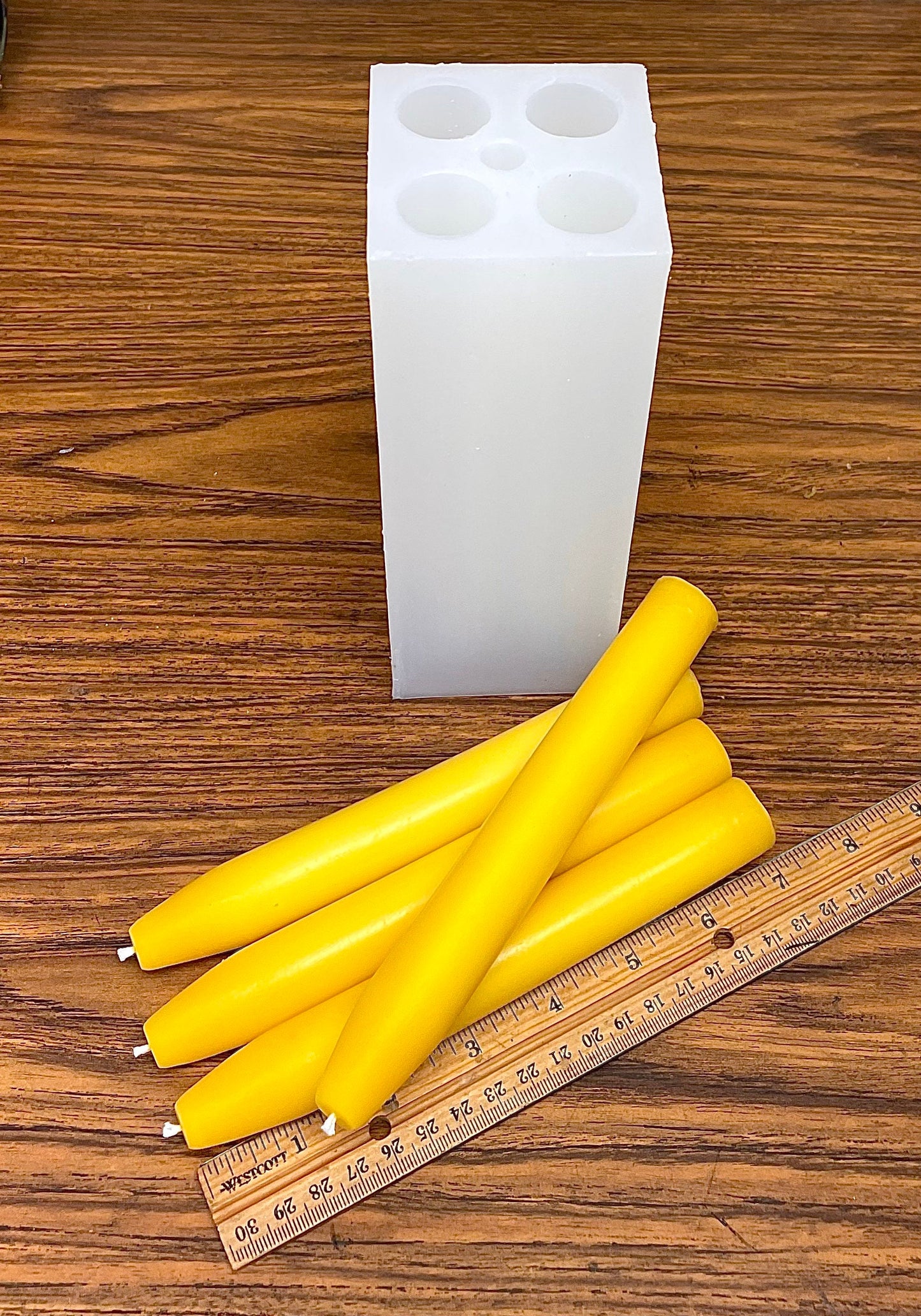 7” Silicone taper candle mold - 4 cavities - church candle mold - dinner taper mold - homemade