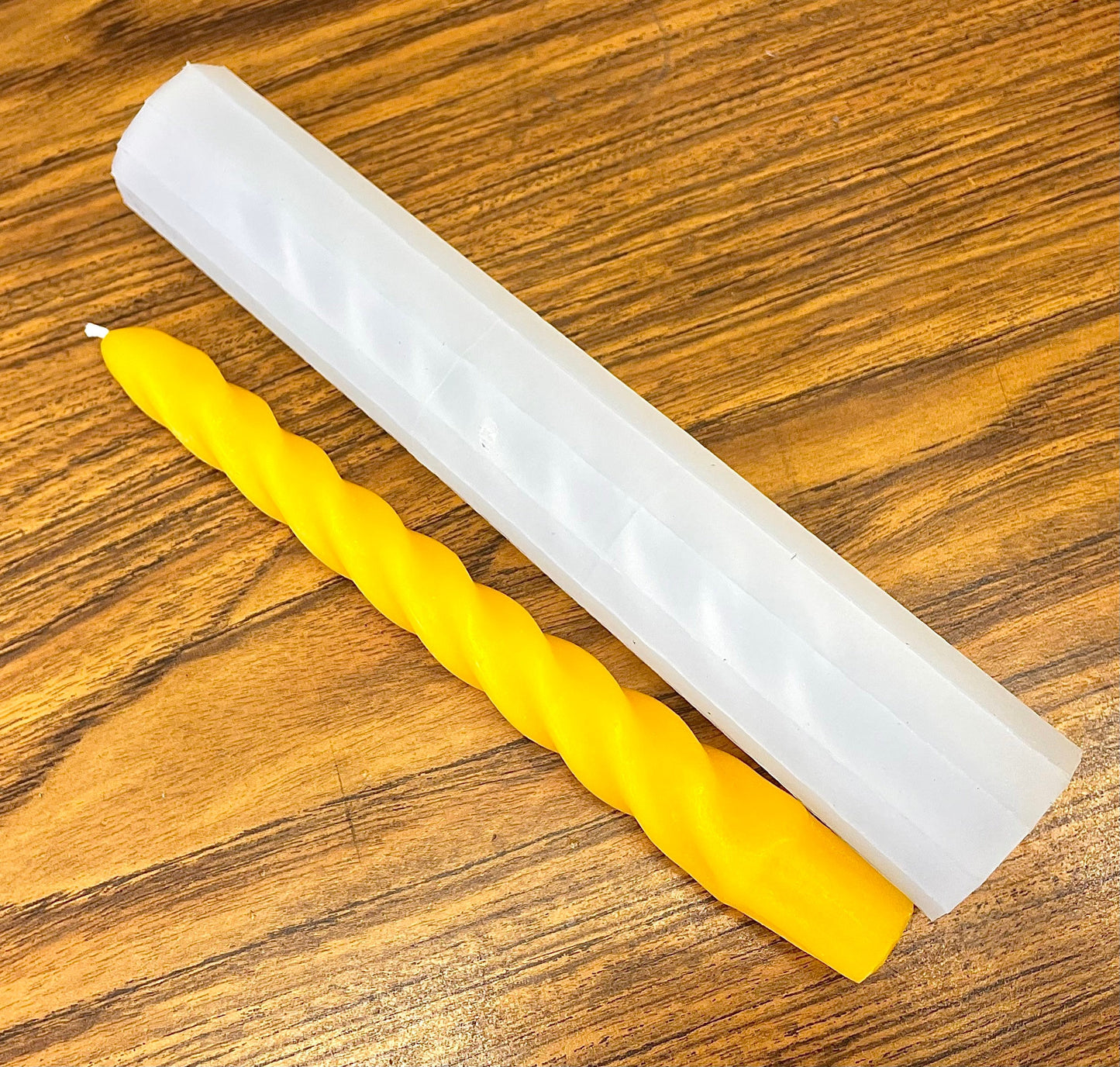 8.5” single cavity Silicone twisted taper candle mold - spiral taper candle - dinner taper mold - homemade