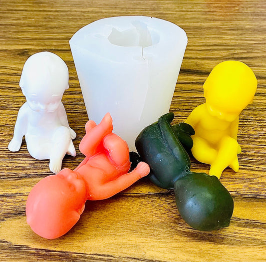 3 1/4” 3D Silicone baby Mold - baby doll candle soap resin mould - new born baby mold - reborn baby mold - sugar craft mold - food grade